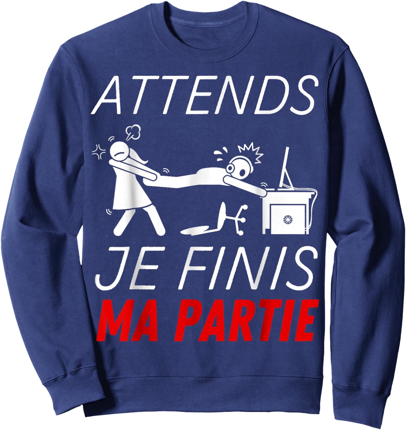 Funny Funny Gamer Teen Wait I Finish My Party , Black, S Sweatshirt - Sweatshirt | Navy