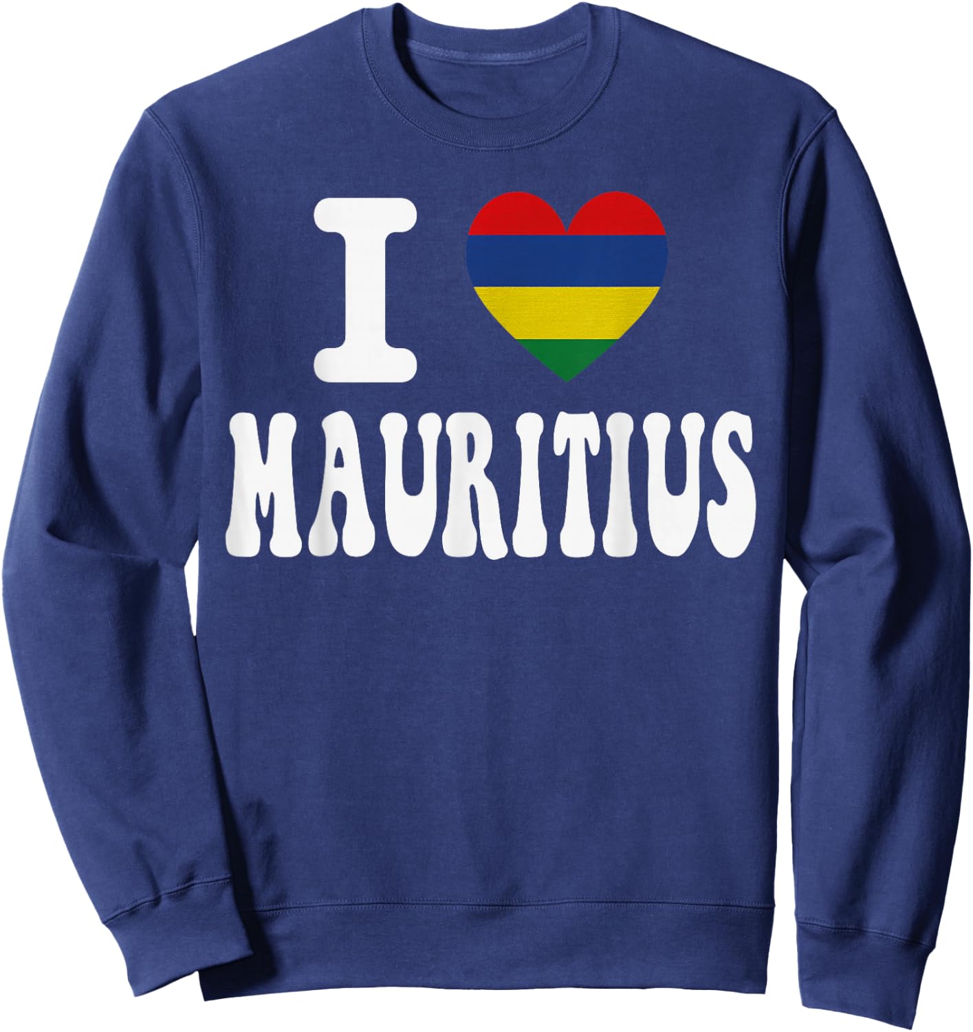 I Love Mauritius Herz-Flagge, Retro, Reise-Souvenir Sweatshirt - Sweatshirt | Navy
