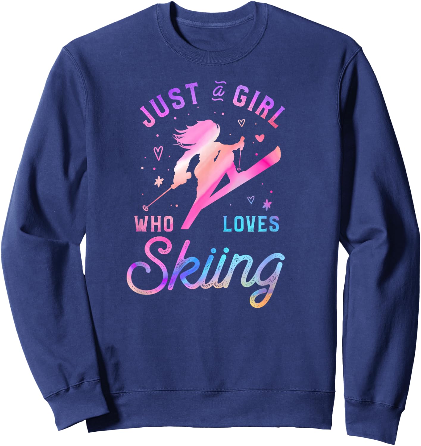 Ski Trip Skiing Watercolor Girl Sweatshirt - Sweatshirt | Navy