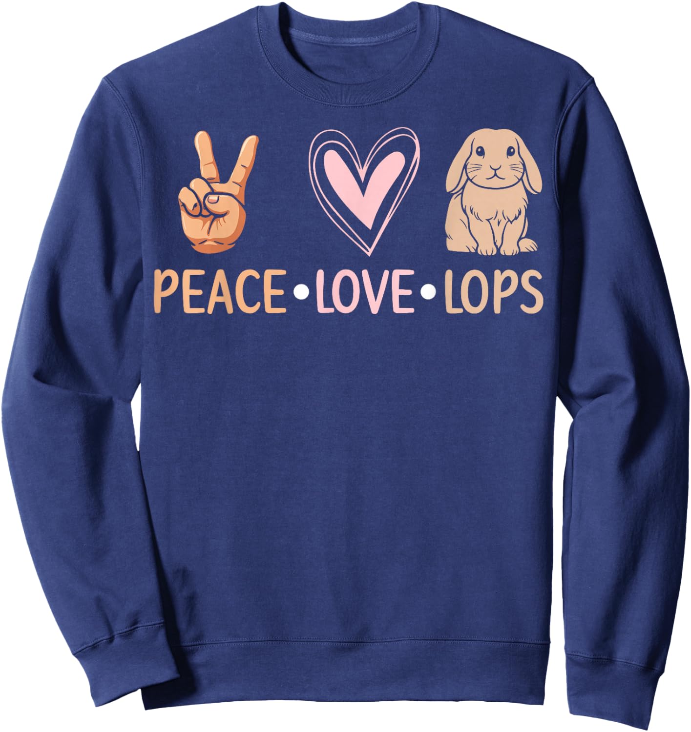 Peace Love Lops - Lop Eared Bunny Sweatshirt - Sweatshirt | Navy