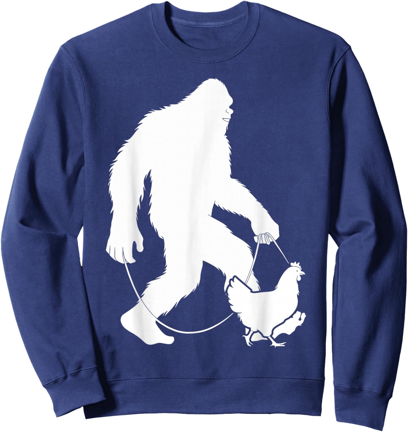 Bigfoot Walking Chicken Sasquatch Farming Animal Farmer Sweatshirt - Sweatshirt | Navy