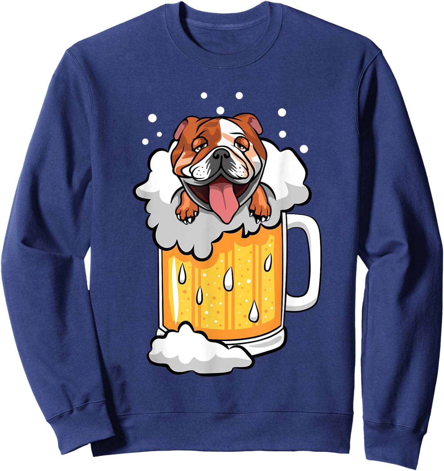 Funny English Bulldog drunk in Beer Sweatshirt - Sweatshirt | Navy