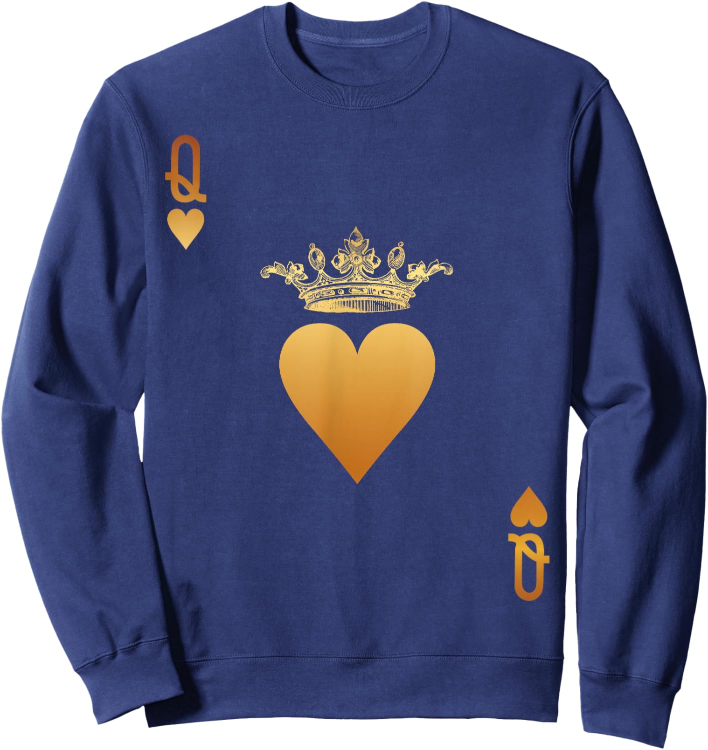Queen of Hearts Vintage Crown Engraving Card Sweatshirt - Sweatshirt | Navy