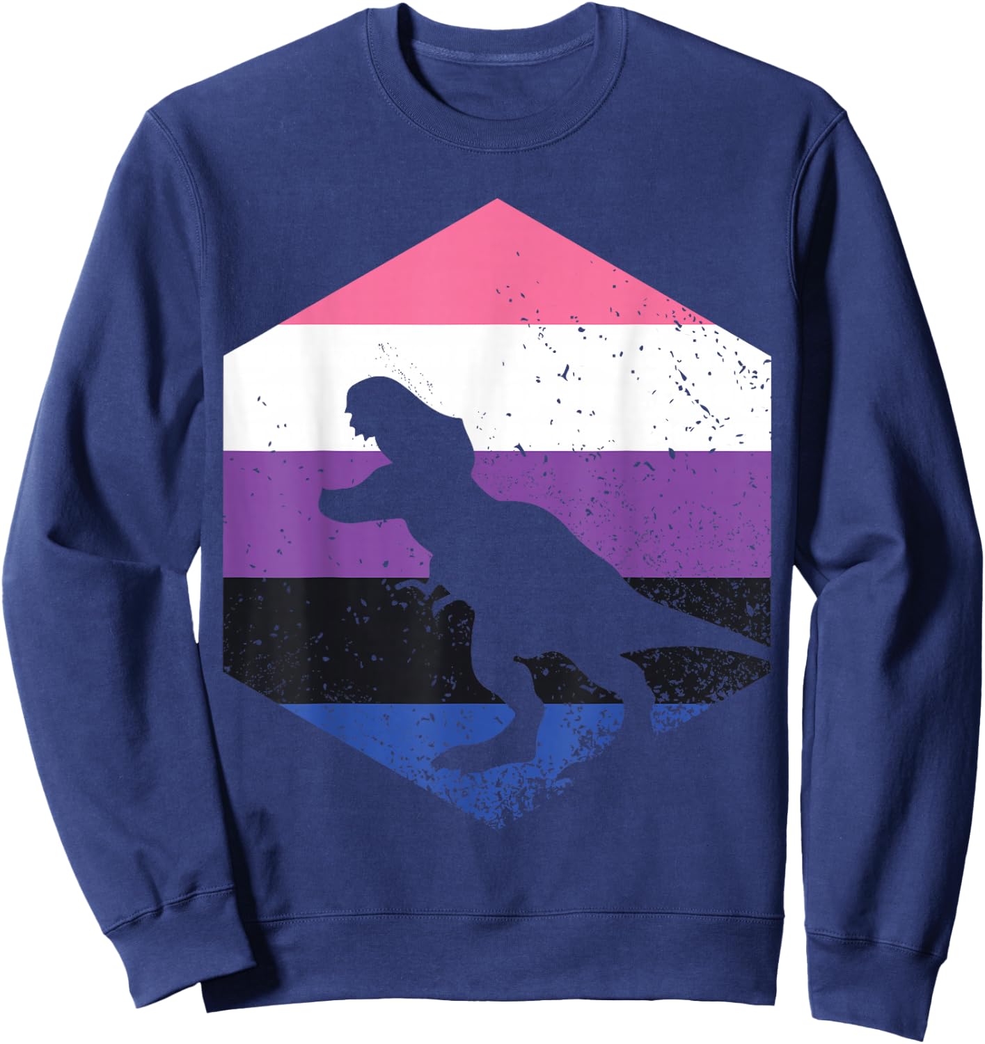 Genderfluid Flag Dinosaur Sweatshirt - Sweatshirt | Navy