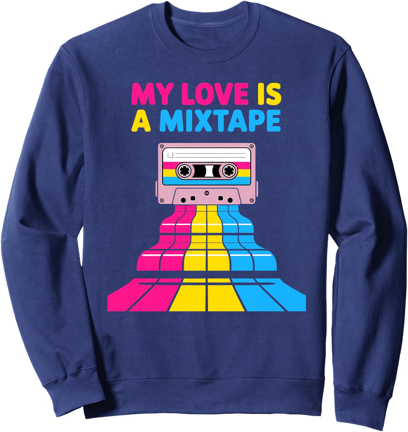 Mixtape rétro Pansexual Haut de Gamme Sweatshirt - Sweatshirt | Navy