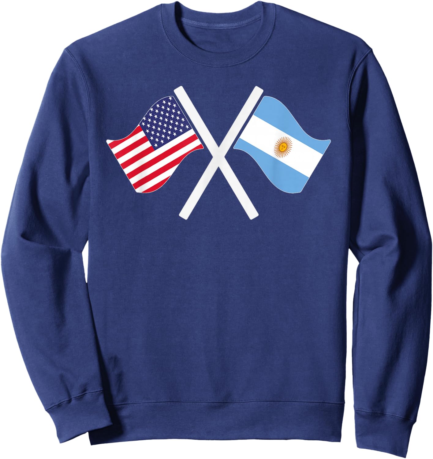 USA and Argentina Crossed Flags Dual Roots Sweatshirt - Sweatshirt | Navy
