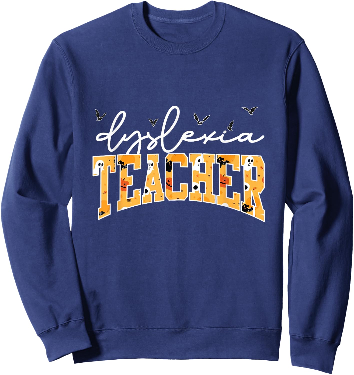 Retro Dyslexia Teacher Halloween Dyslexic Reading Therapy Sweatshirt - Sweatshirt | Navy