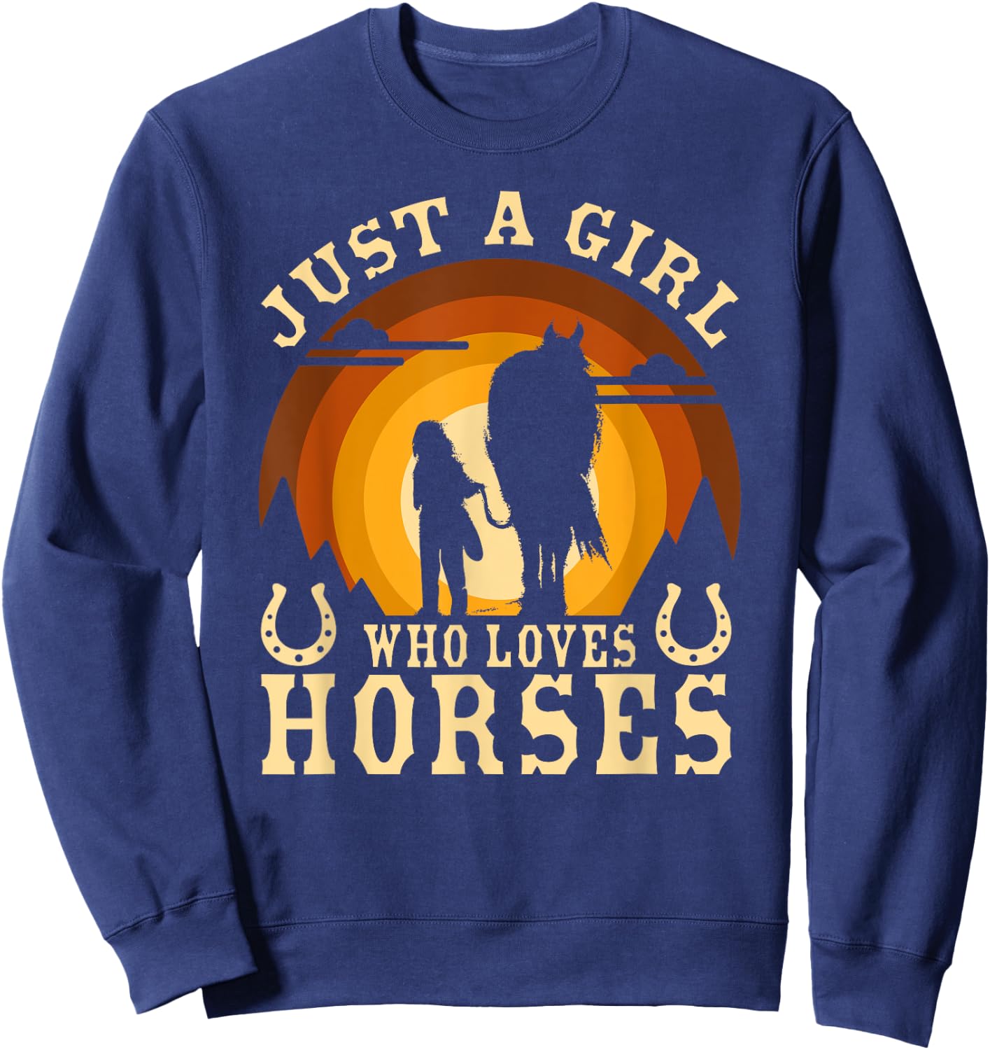 Vintage Horse Graphic Design - Just A Girl Who Loves Horses Sweatshirt - Sweatshirt | Navy