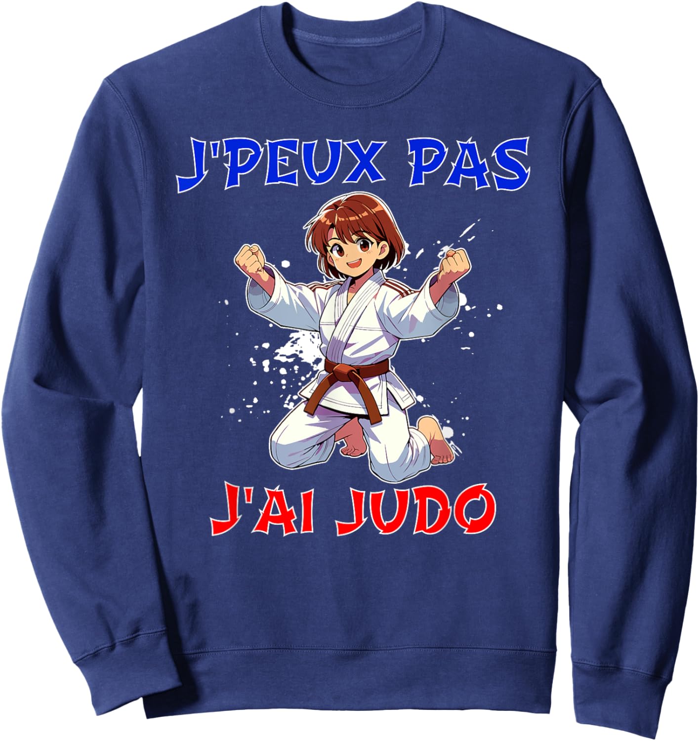 Je Peux Pas J'Ai Judo Judoka Child Girl Belt Brown Sweatshirt - Sweatshirt | Navy