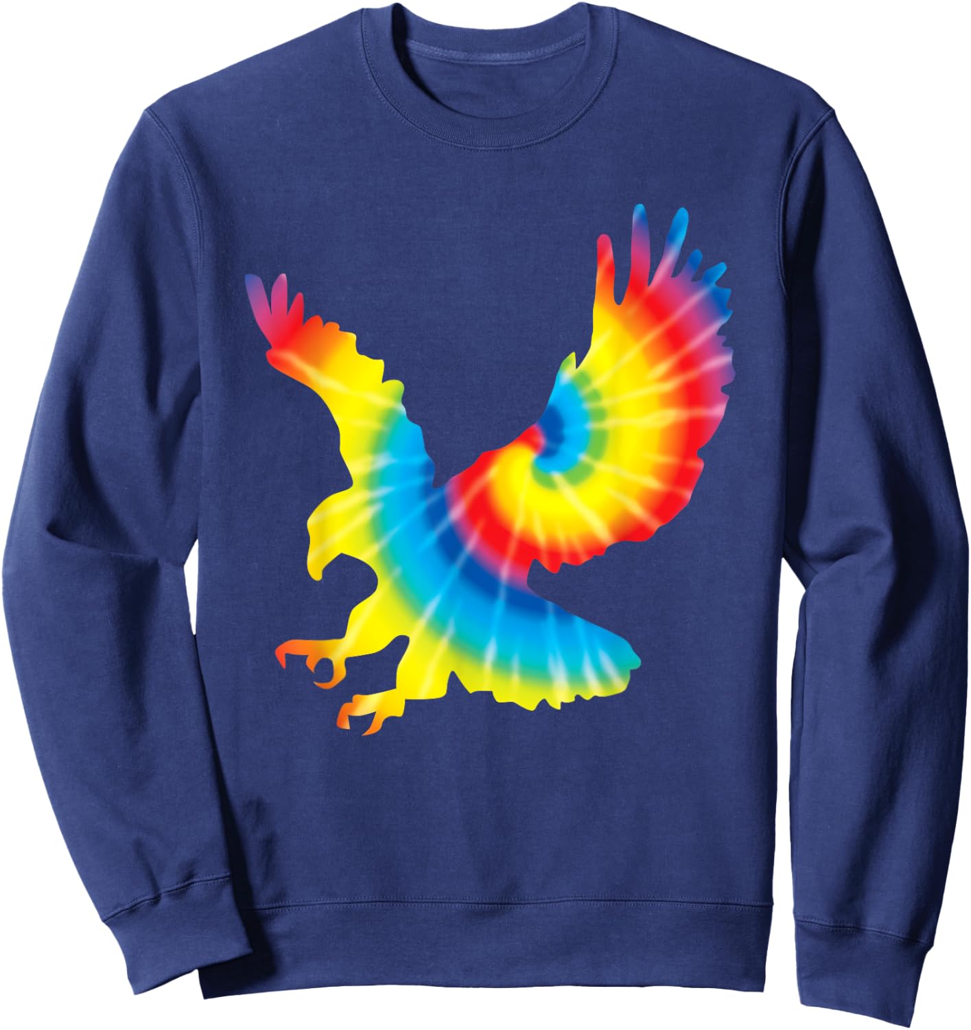 Tie Dye Eagle Rainbow Print Hawk Animal Hippie Peace Gift Sweatshirt - Sweatshirt | Navy