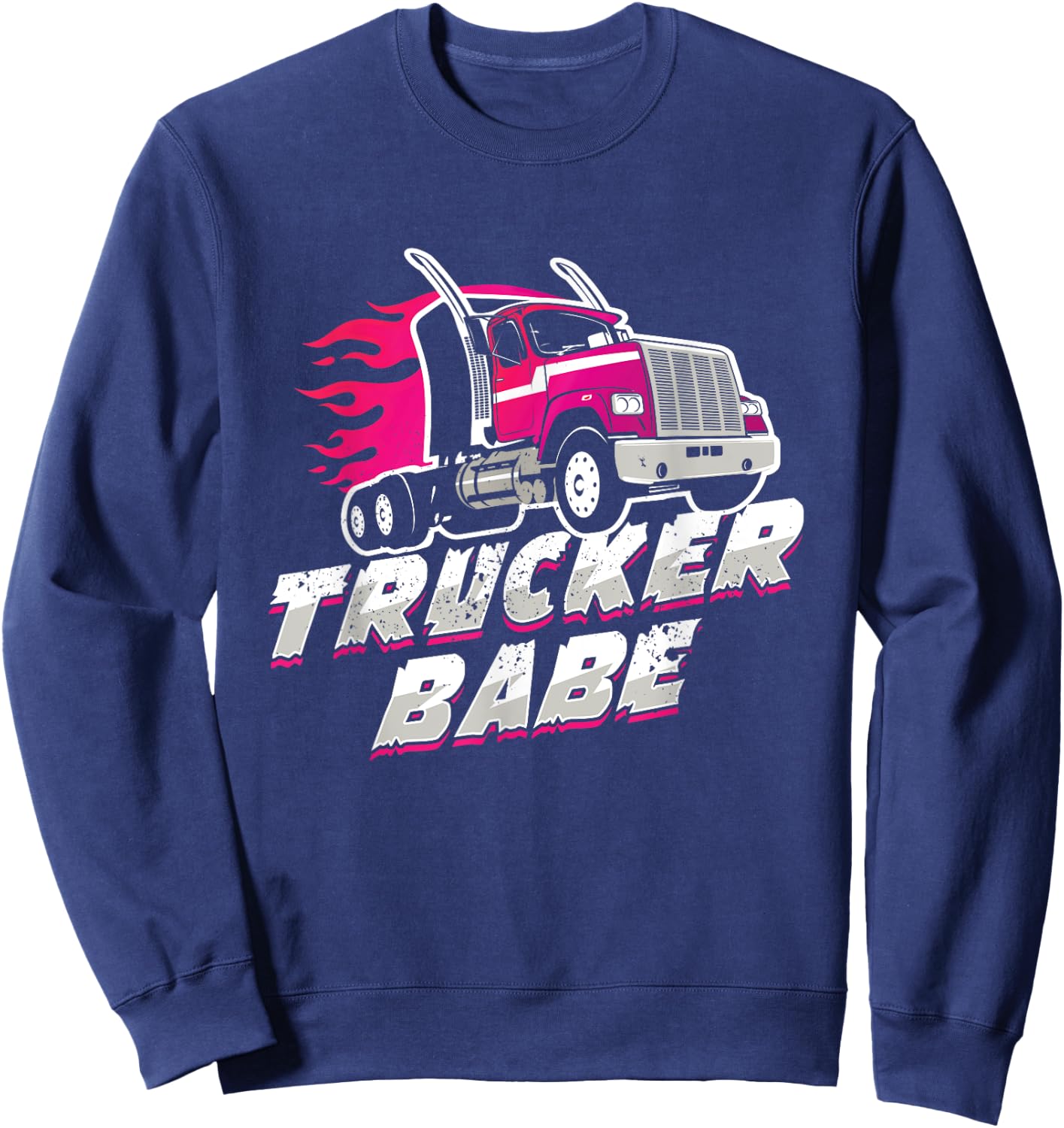Awesome Trucker Babe Trailer Truck Driver Women Girls Sweatshirt - Sweatshirt | Navy