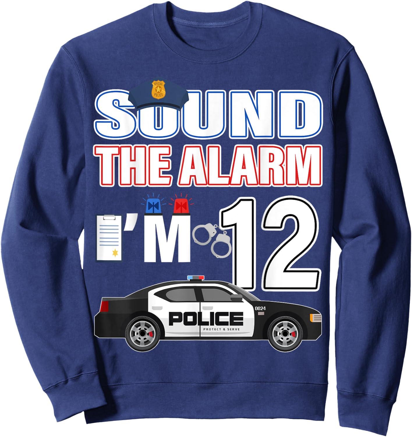 Police Car 12th Birthday Boy 12 year old Policeman Officer Sweatshirt - Sweatshirt | Navy