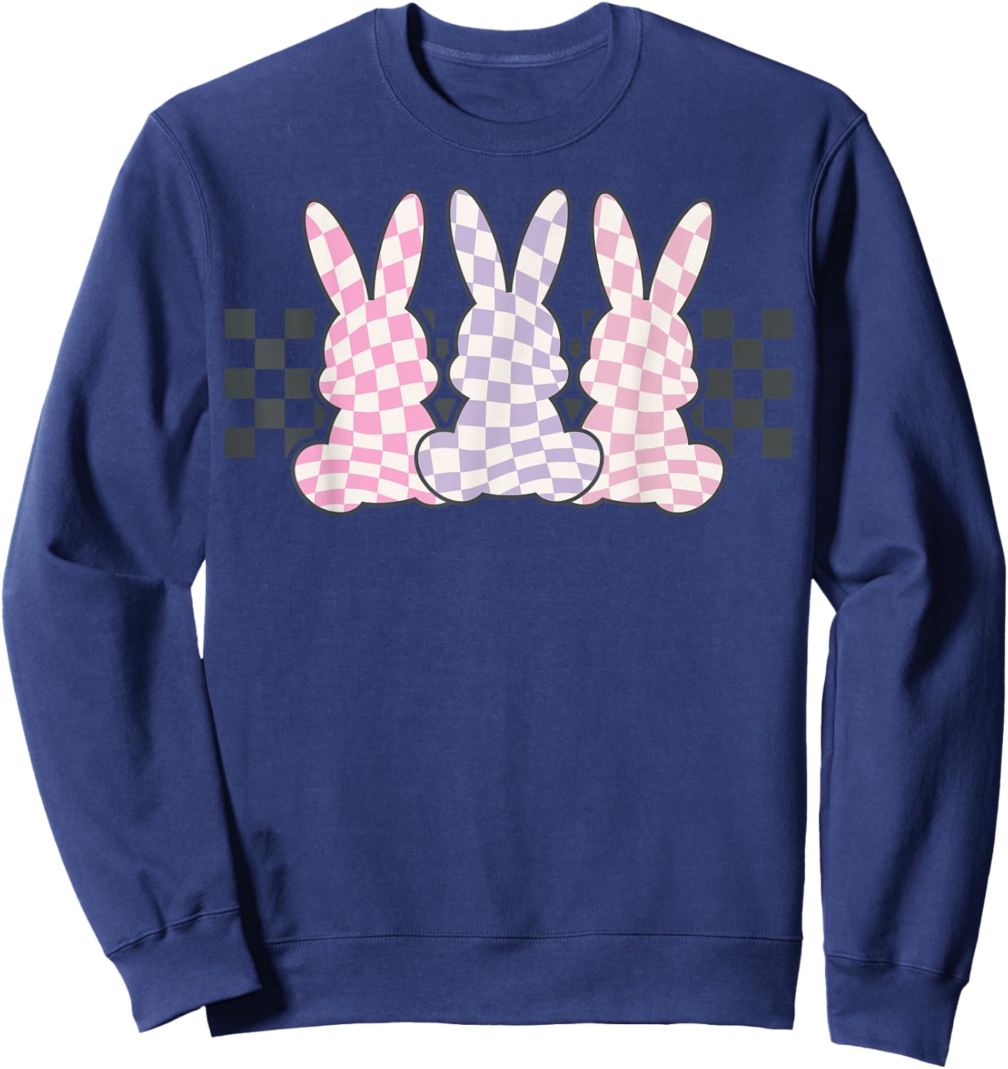 Checkerboard Easter Bunny for Tween Boys Girls Teens Sweatshirt - Sweatshirt | Navy