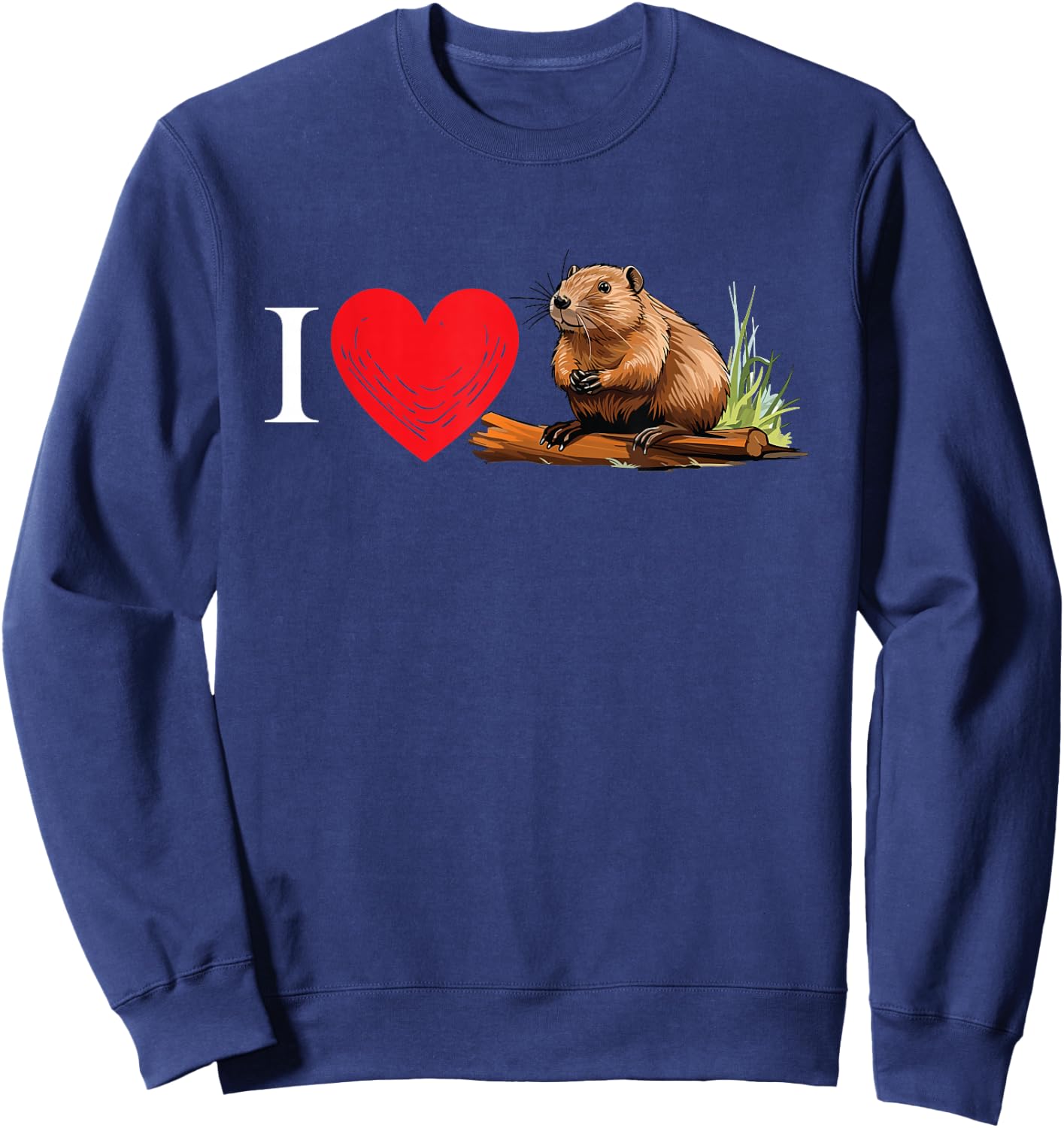 Beaver Funny Bobr I Love Beaver Animal Meme Sweatshirt - Sweatshirt | Navy