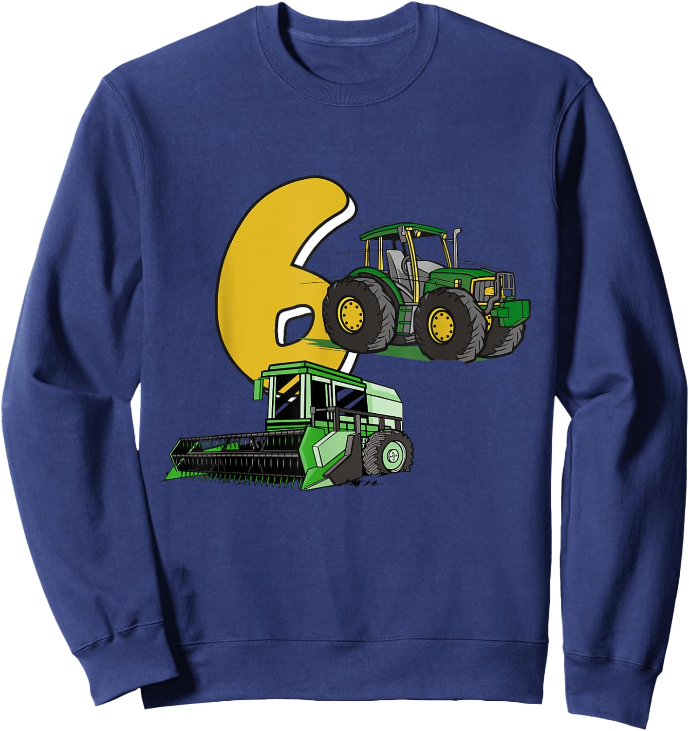 6. Geburtstag Junge, Traktor & Mähdrescher Motiv, Kinder Sweatshirt - Sweatshirt | Navy
