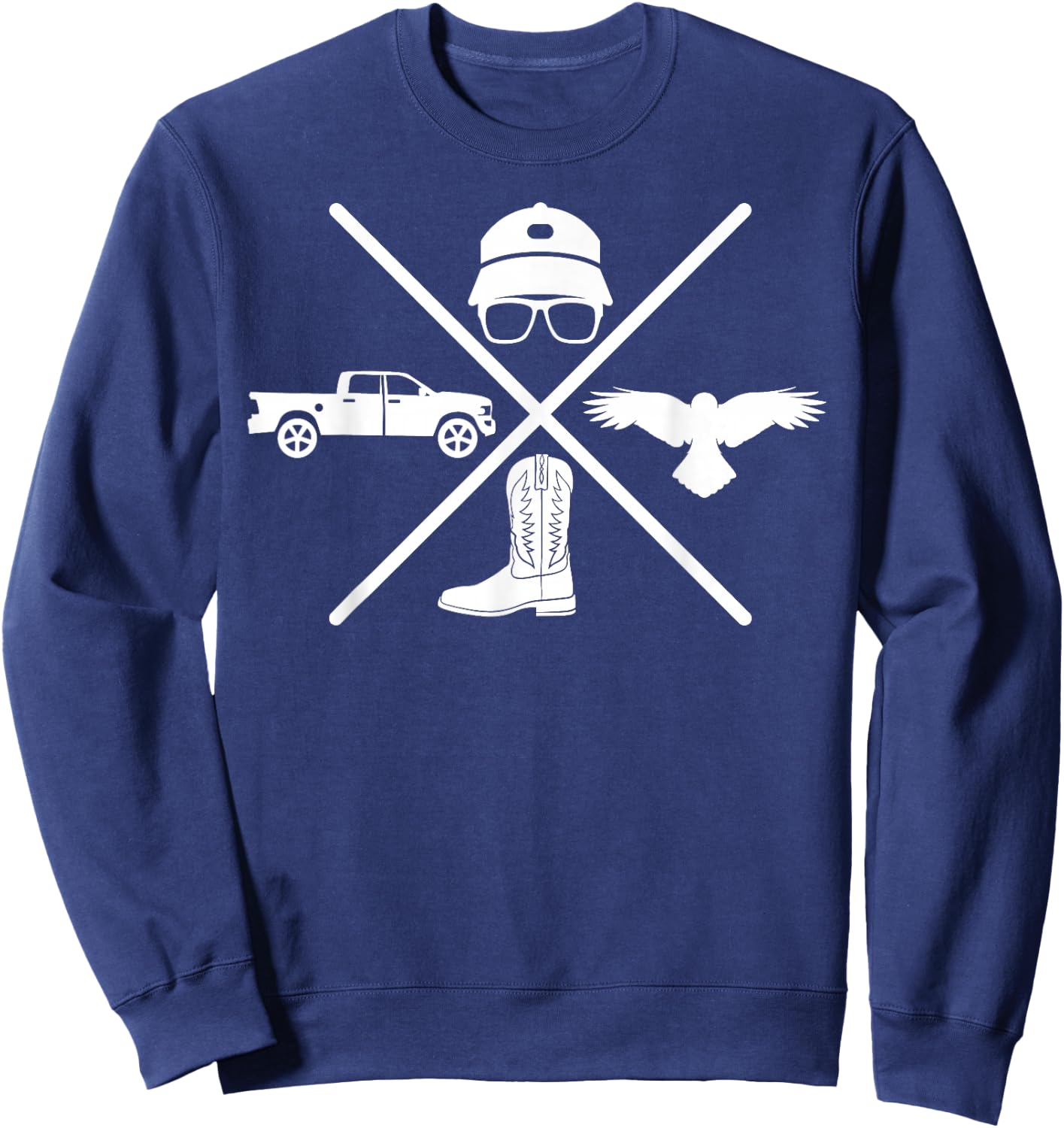 Funny Hat Truck Cowboy Boots For Country Rock Lovers Sweatshirt - Sweatshirt | Navy