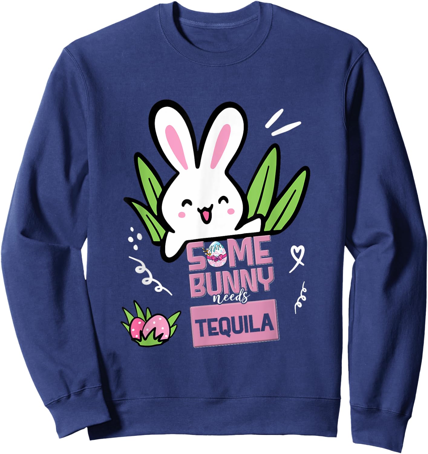 Easter Tequila Drink Rabbit - Funny Some Bunny Needs Coffee Sweatshirt - Sweatshirt | Navy