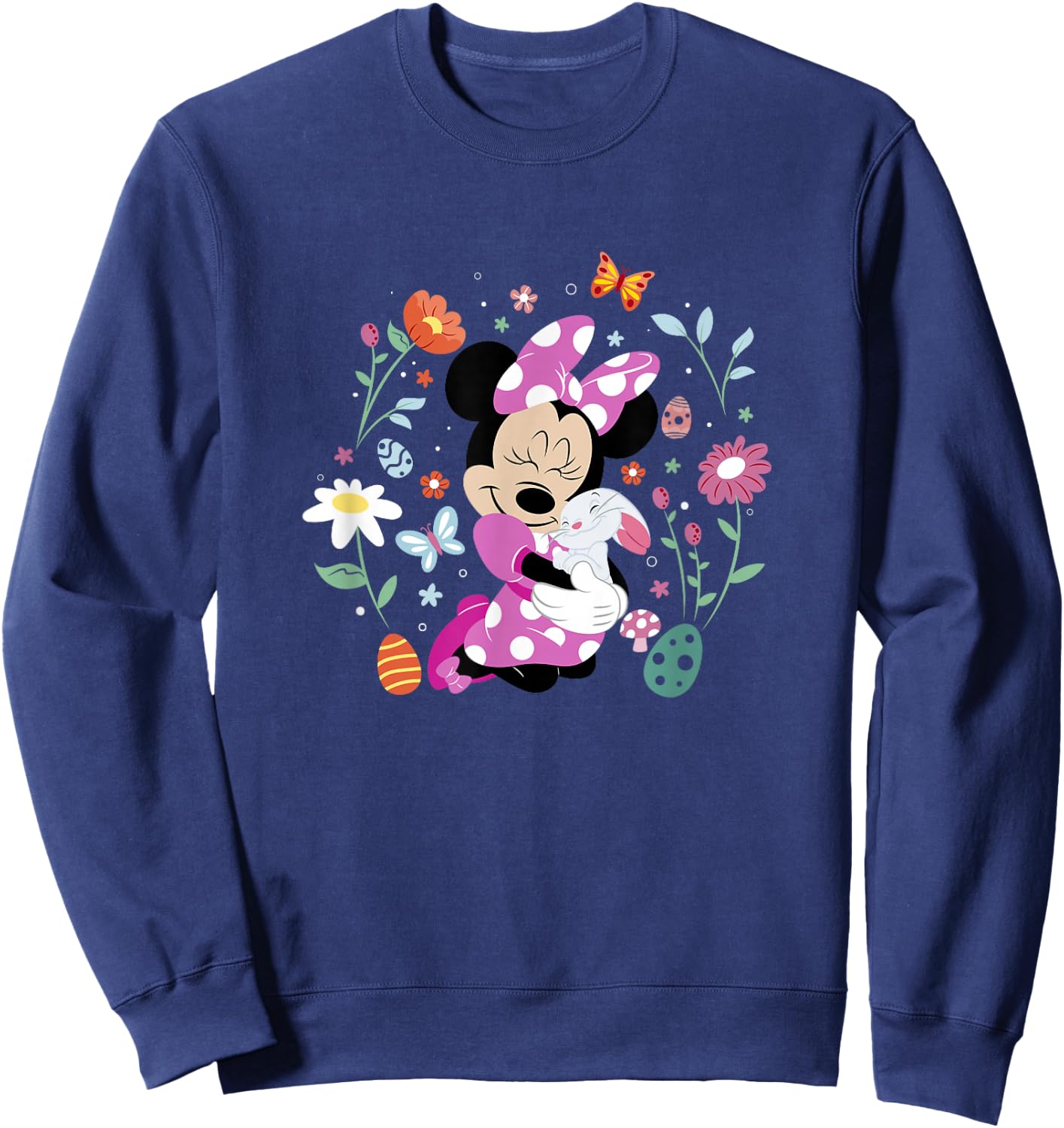 Disney Minnie Mouse Easter Spring Wildflower Bunny Hug Sweatshirt - Sweatshirt | Navy