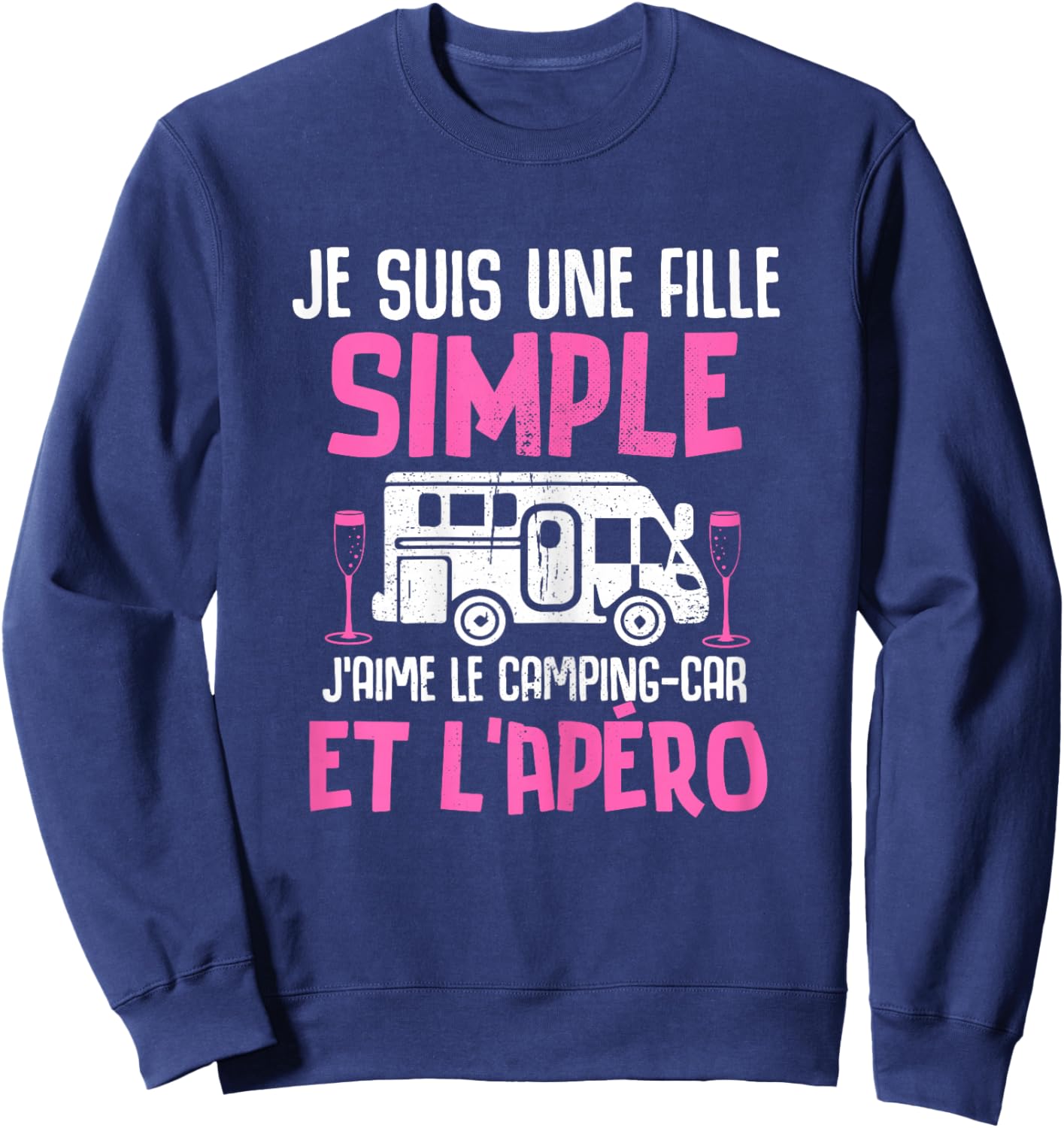 Simple Girl I Love the Camper Aperitif Woman Camper , Black Sweatshirt - Sweatshirt | Navy