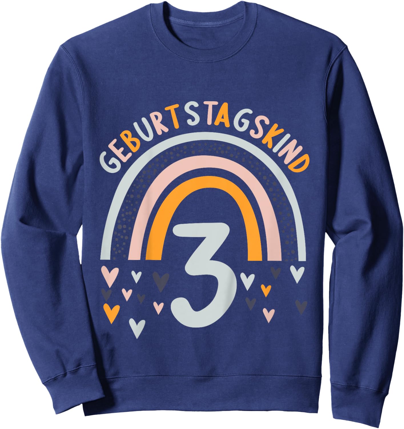 Kids 3 Years Old Boy Girl Rainbow 3rd Birthday , black Sweatshirt - Sweatshirt | Navy