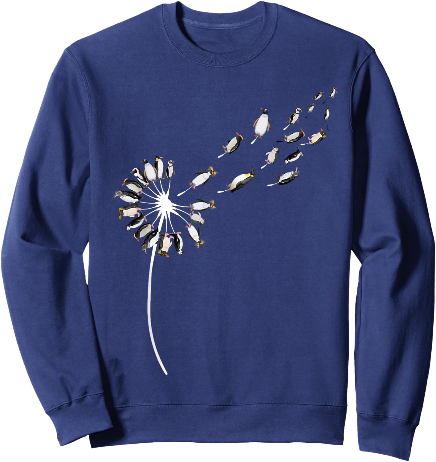 Dandelion Penguins for Penguin Lover | Penguin Sweatshirt - Sweatshirt | Navy
