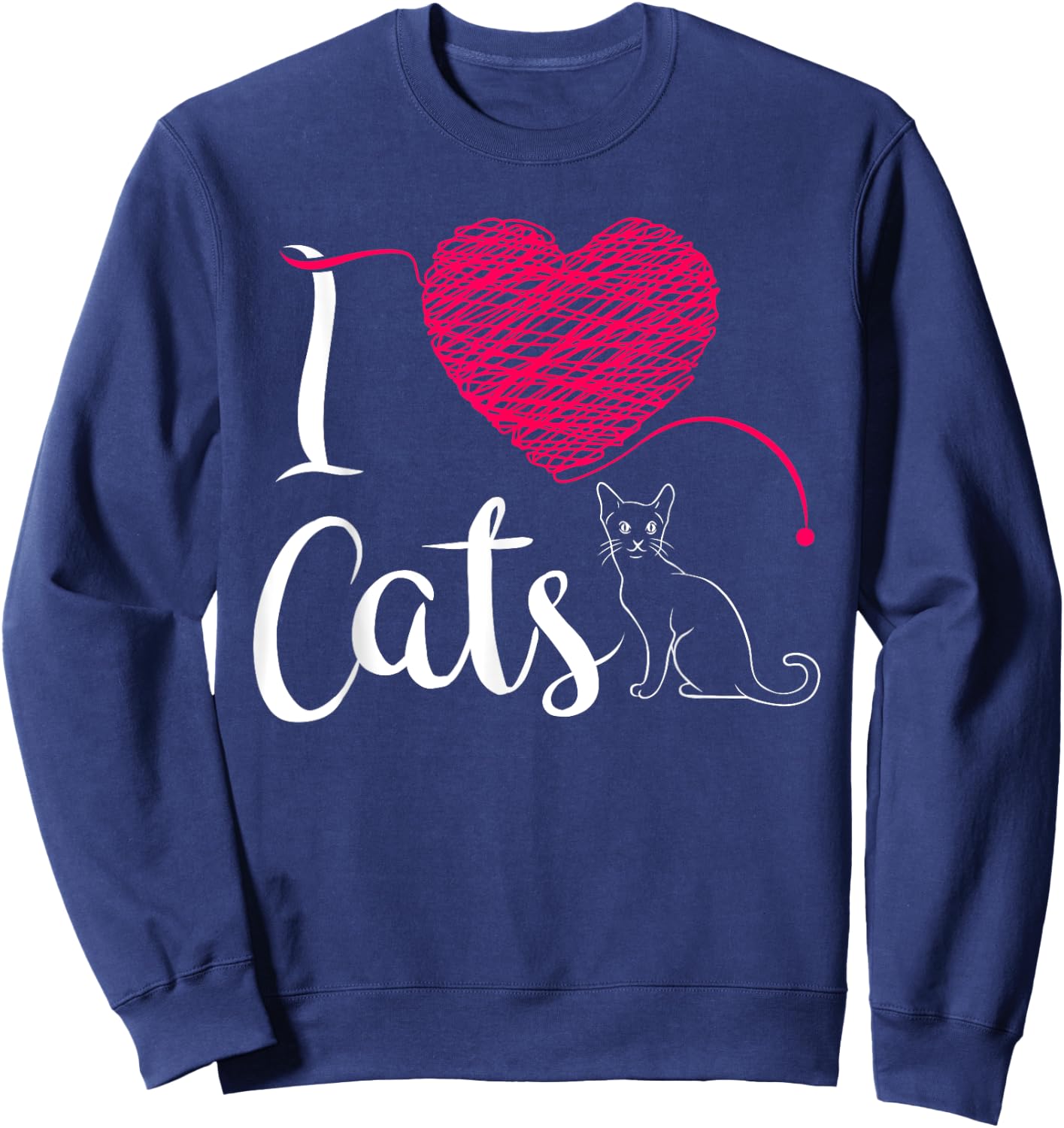 I Love Cats & Kittens - Cat Lover Gift Women Kids Sweatshirt - Sweatshirt | Navy