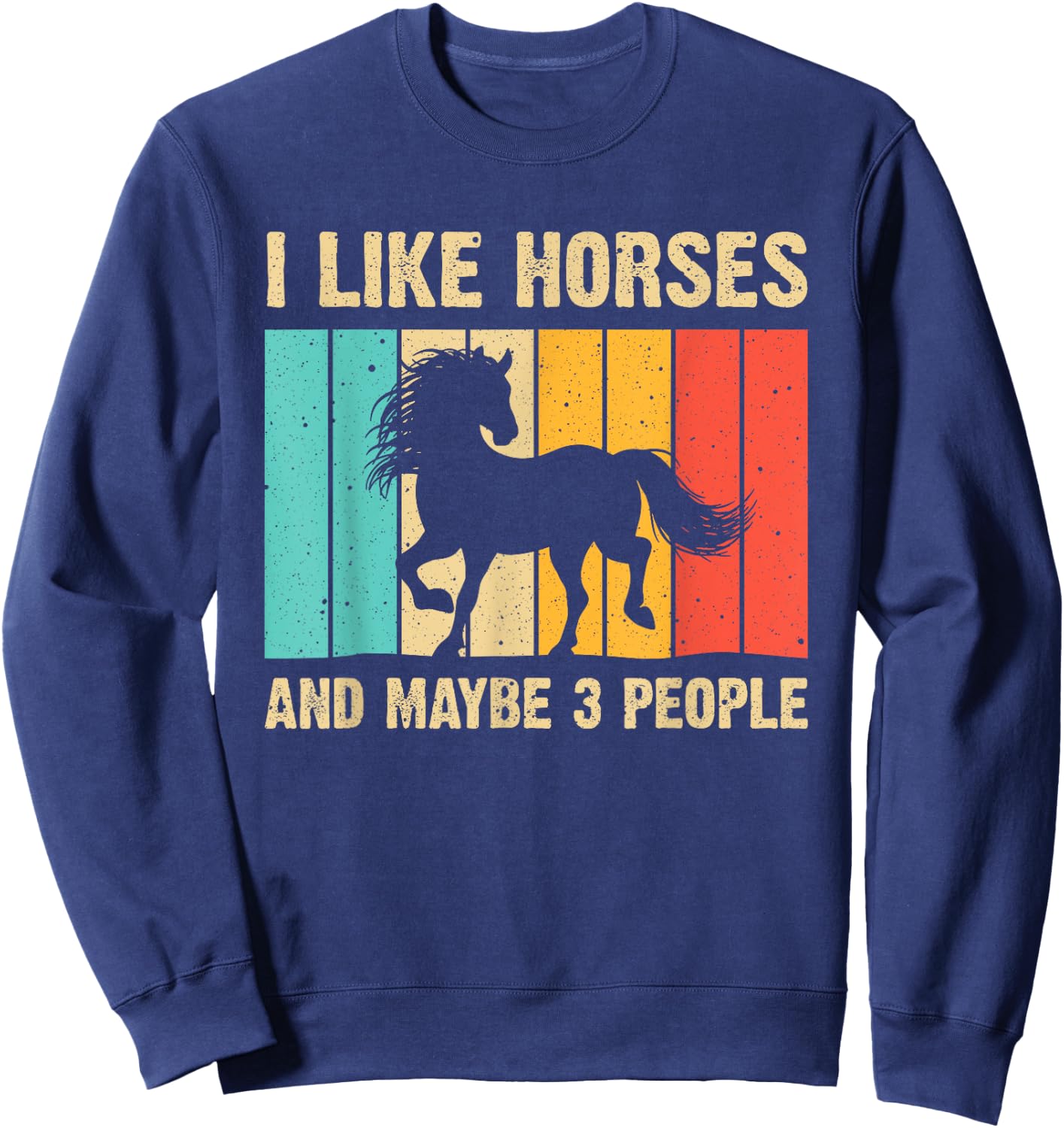 Funny Horse Art Horse Lover Men Women Boys Girls Introvert Sweatshirt - Sweatshirt | Navy