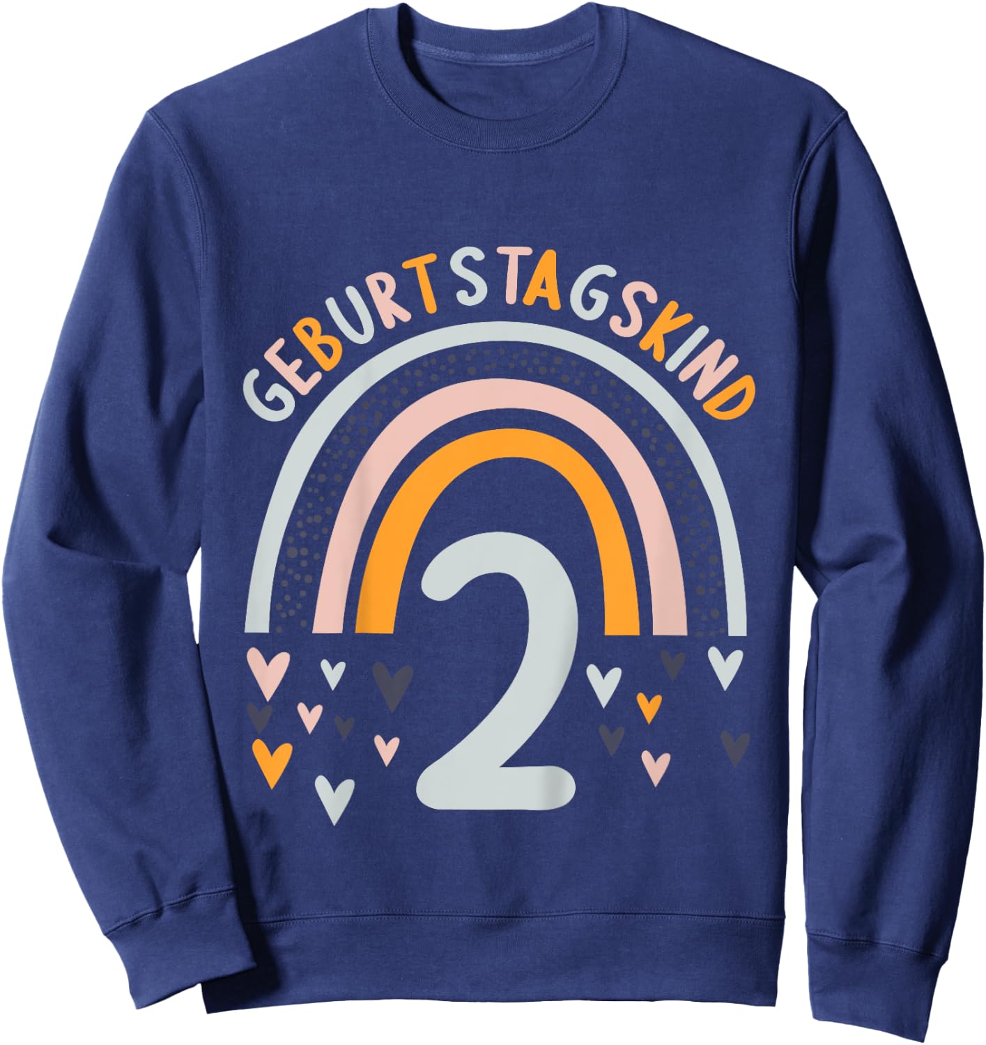 Kids 2 Years Old Boy Girl Rainbow Rainbow 2nd Birthday , black, 80 Sweatshirt - Sweatshirt | Navy