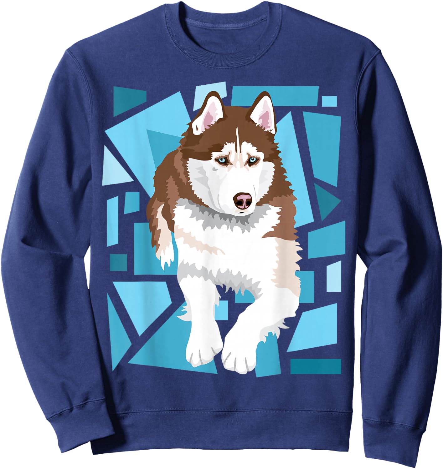 beautiful red brown Siberian Husky with blue eyes Sweatshirt - Sweatshirt | Navy