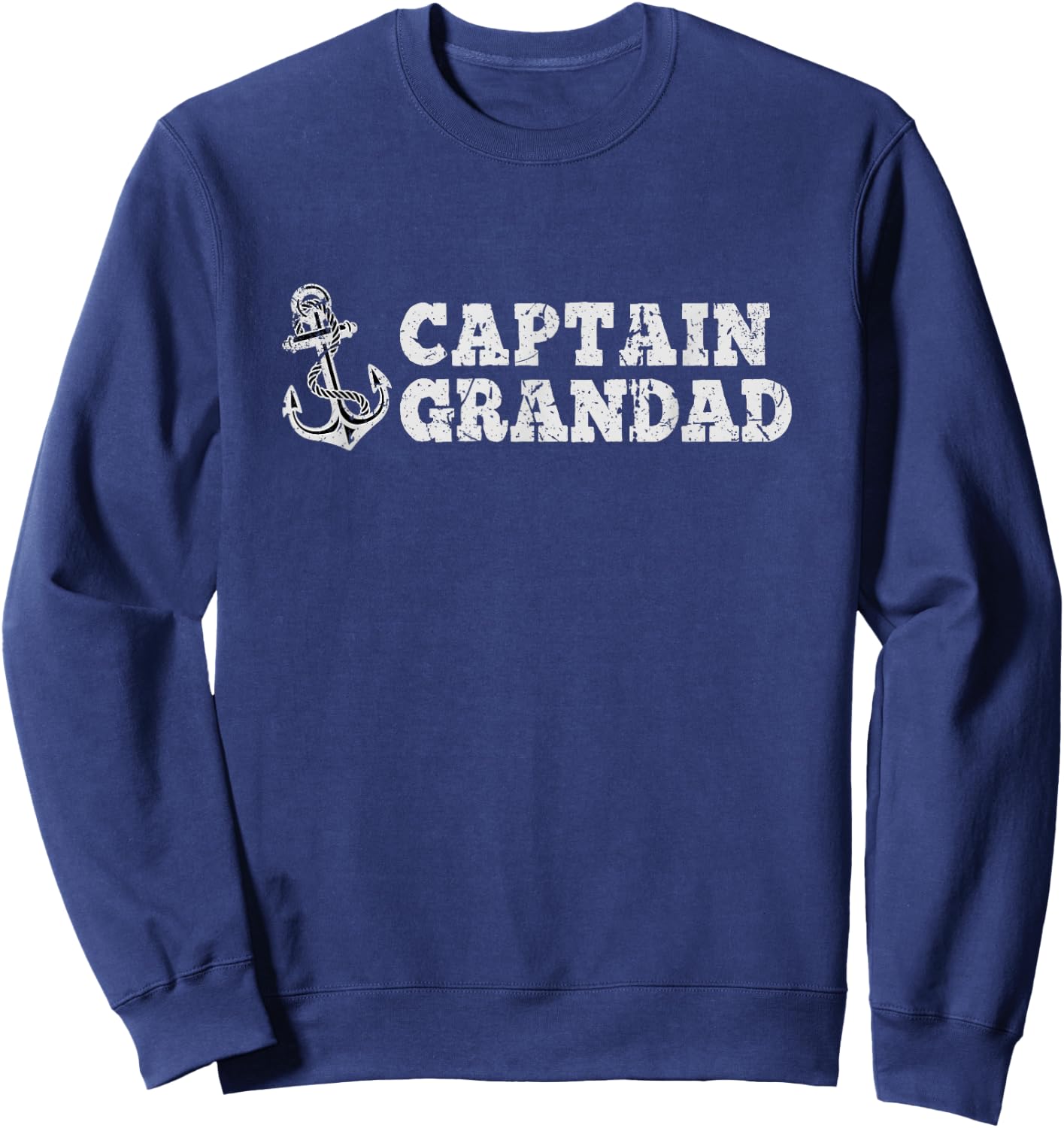Captain Grandad Sailing Boating Vintage Boat Anchor Grandpa Sweatshirt - Sweatshirt | Navy