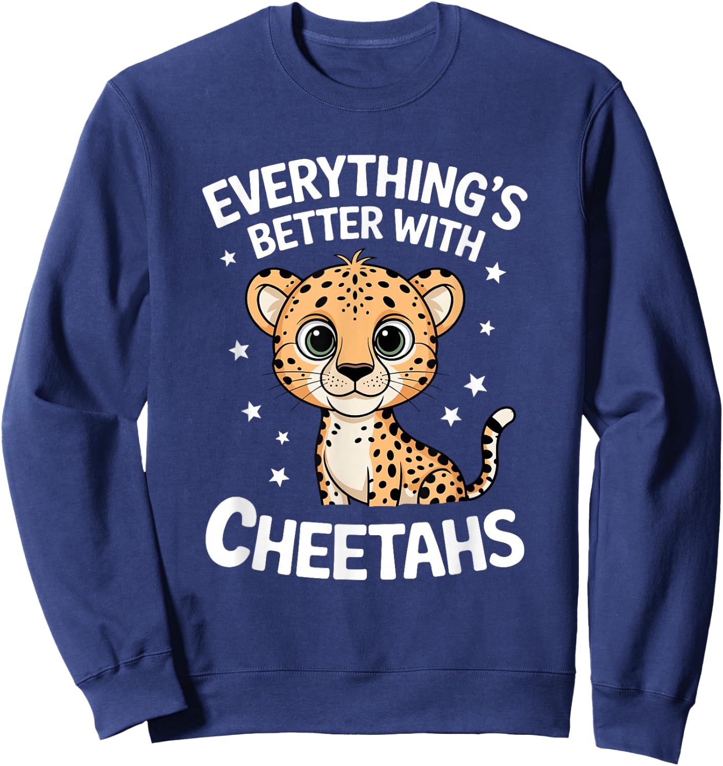 Cute Cheetah Lover Adults or Kids Boys Girls Cheetahs Sweatshirt - Sweatshirt | Navy