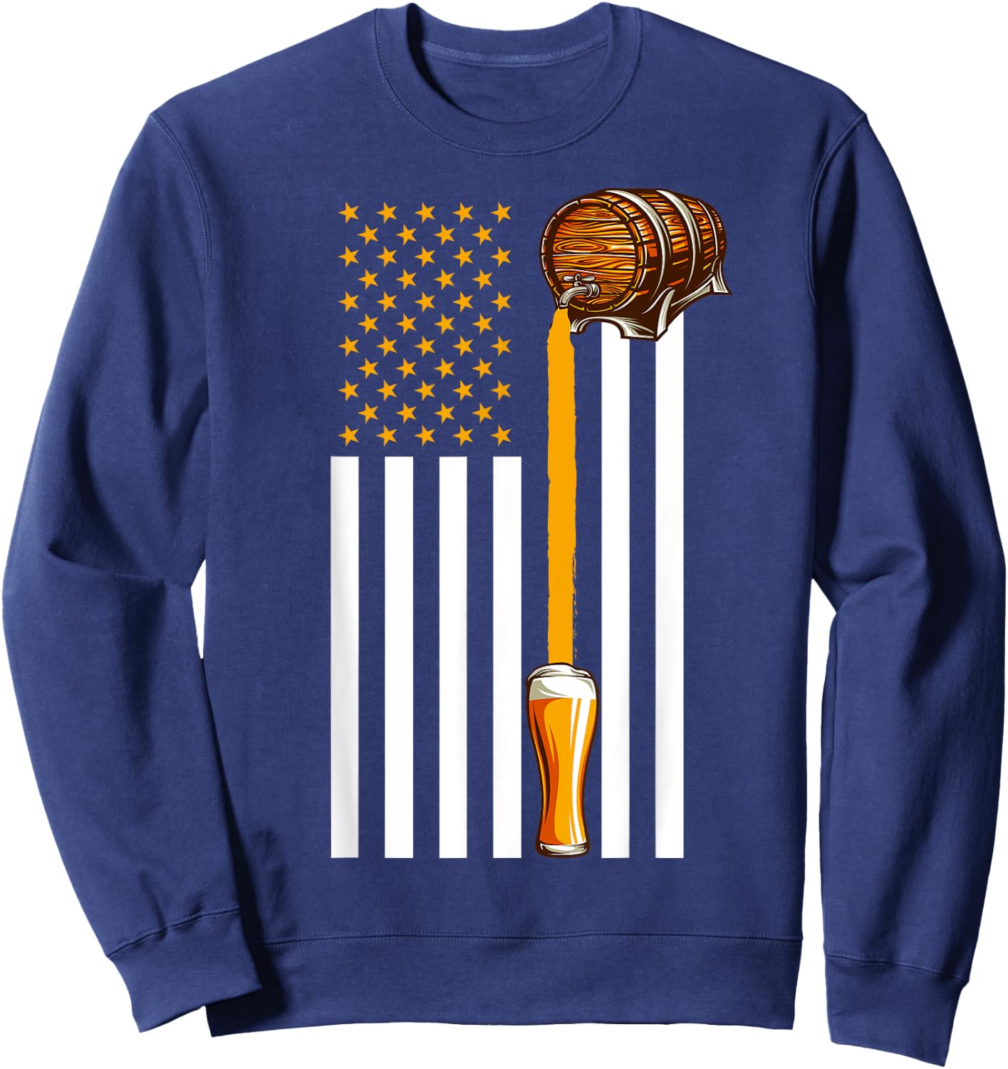 Funny Beer American Flag USA Patriotic 4th July Men Sweatshirt - Sweatshirt | Navy