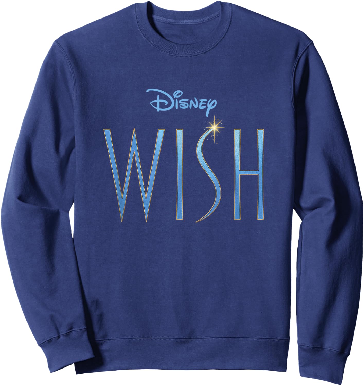 Disney Wish Blue Sparkle Title Movie Logo Sweatshirt - Sweatshirt | Navy