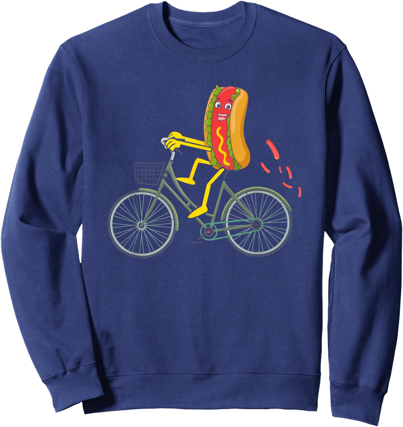 Hot Dog riding Bike Bicycle Cycling Cyclist Wiener Love Men Women Sweatshirt - Sweatshirt | Navy