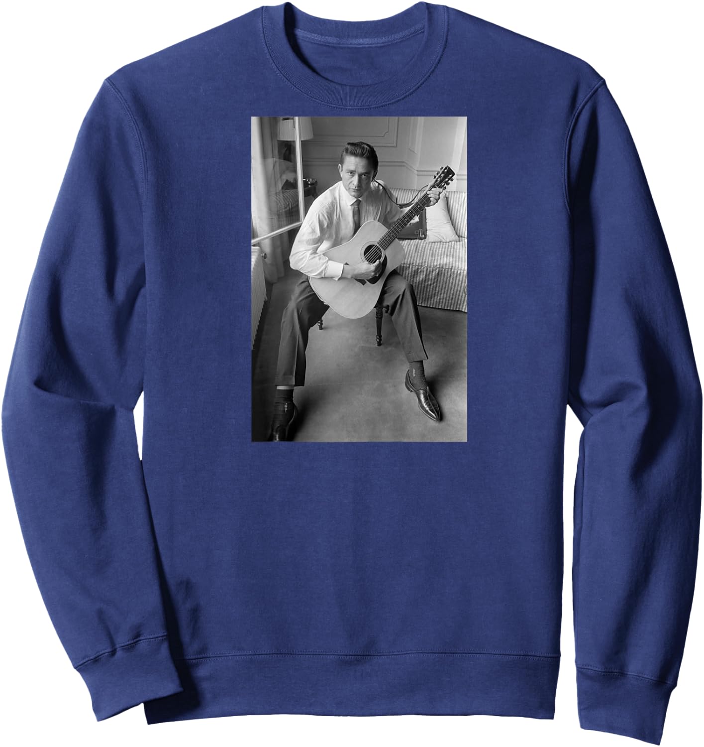 Singer Johnny Cash I Walk The Line Ring of Fire 1959 Raglan Baseball Sweatshirt - Sweatshirt | Navy