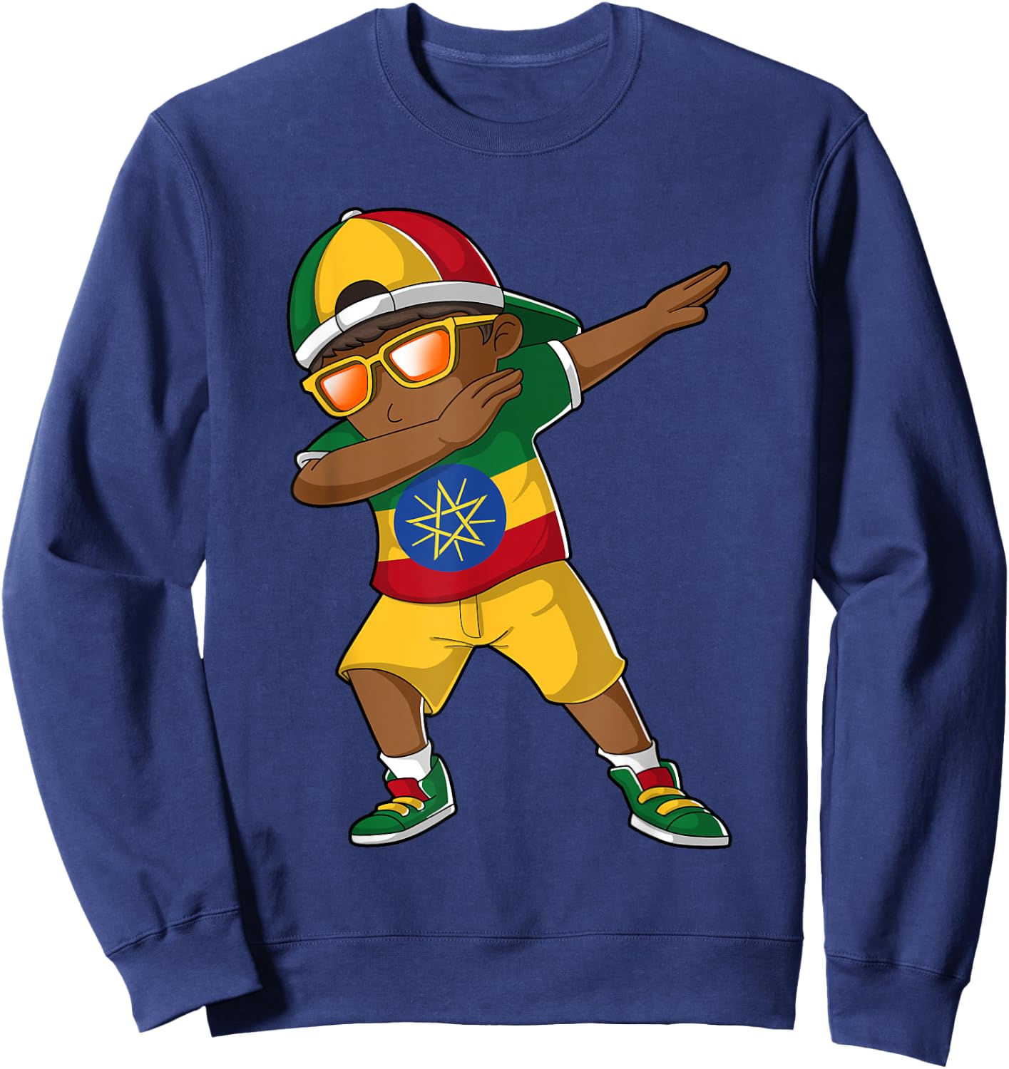 Ethiopian Boy Ethiopia Kid Patriotism Roots Heritage Sweatshirt - Sweatshirt | Navy