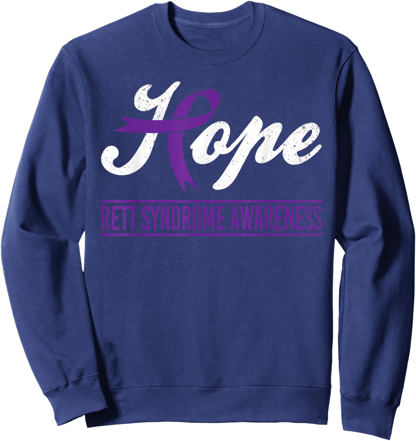 Hope Purple Ribbon Rett Syndrome Awareness Support Month Sweatshirt - Sweatshirt | Navy