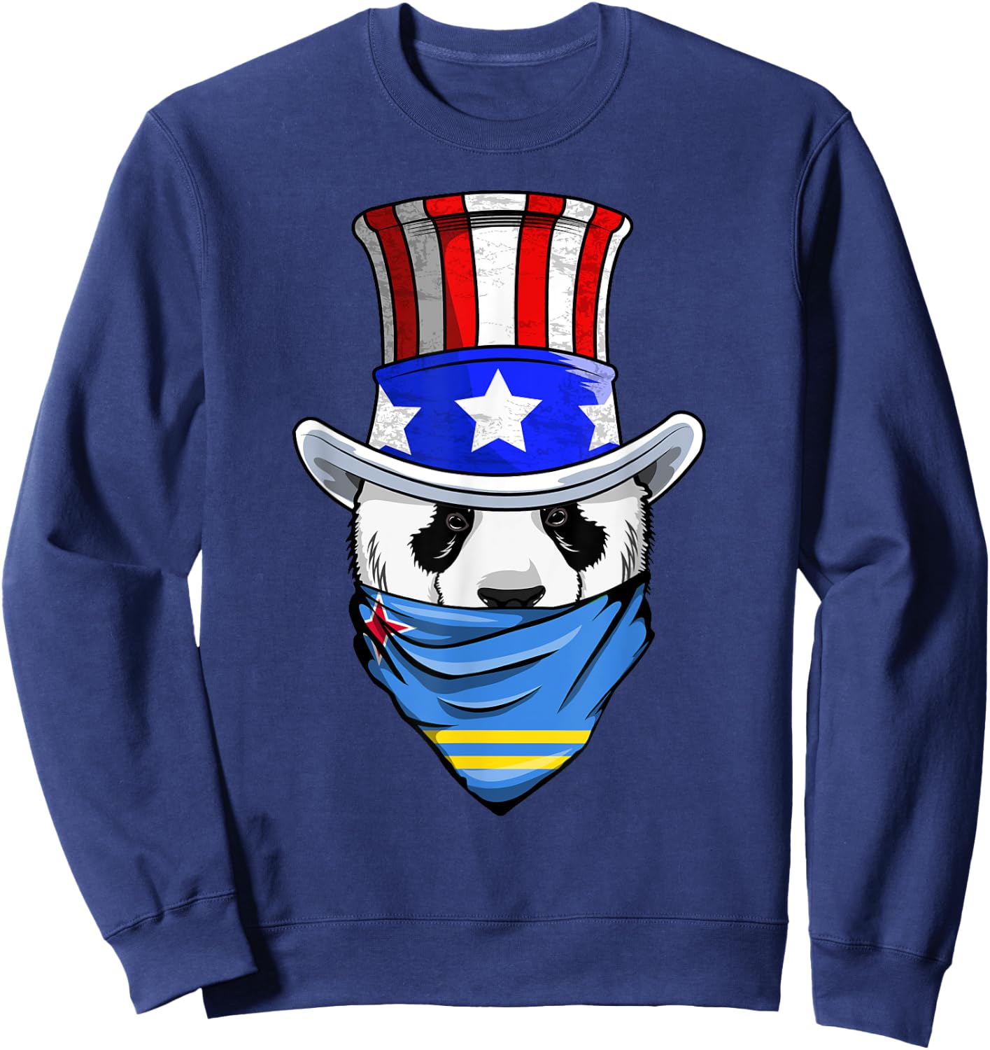 Aruban Panda Bear in Aruba Bandana Flag Sweatshirt - Sweatshirt | Navy