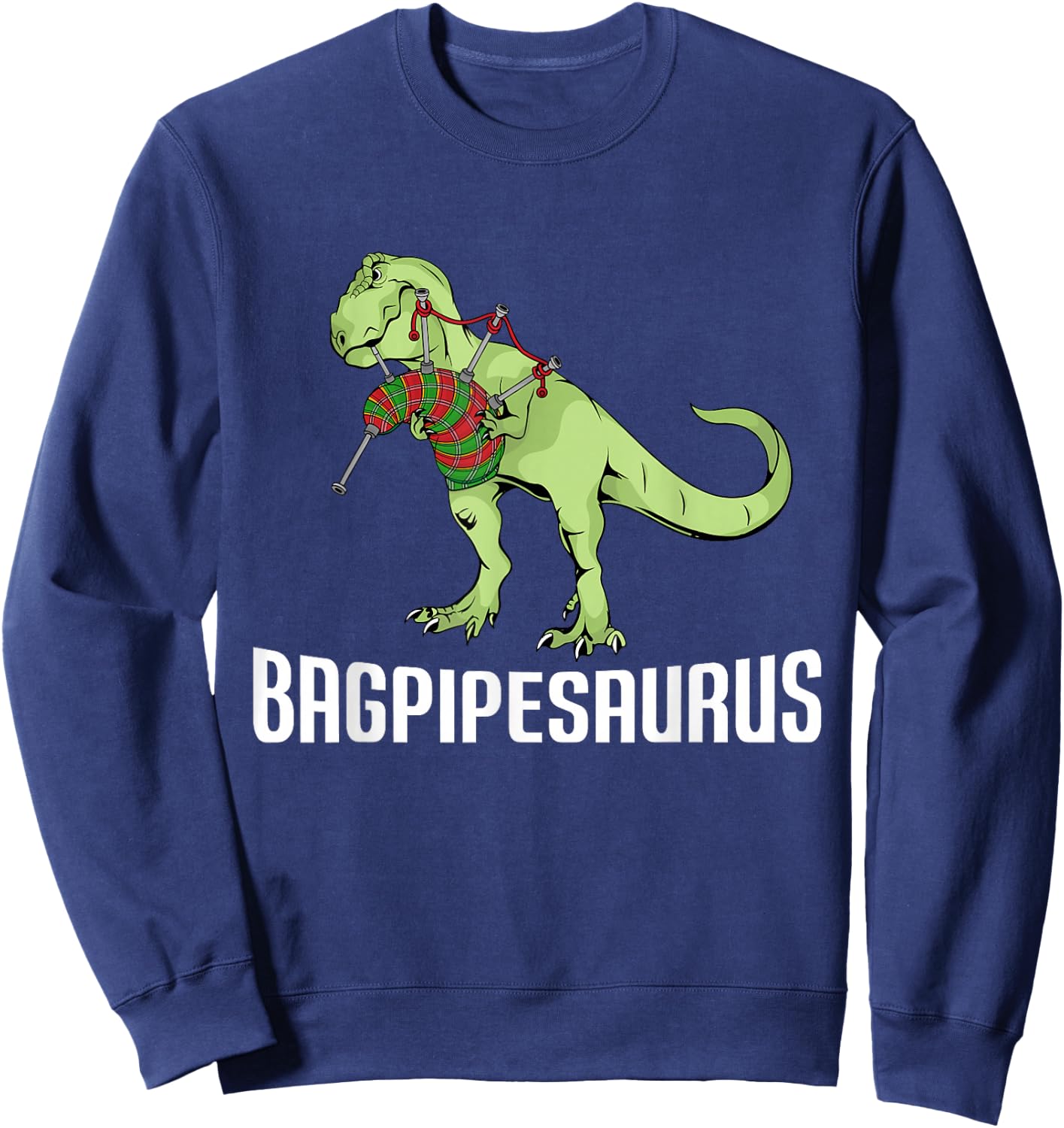 Bagpipe Player Gift Kids Dinosaur Lover Bagpipes Sweatshirt - Sweatshirt | Navy