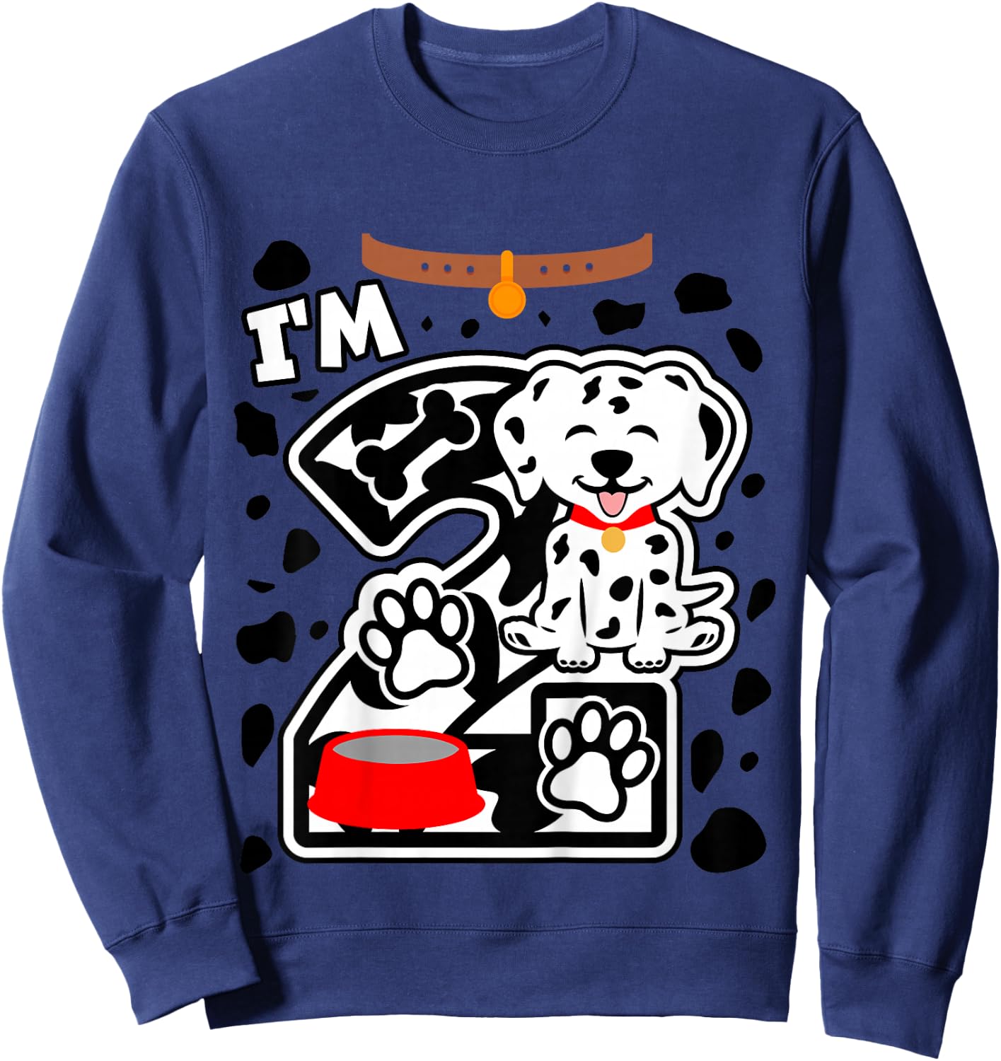 2nd Birthday Dalmatian Dog 2 Year Old Birthday Girls Boys Sweatshirt - Sweatshirt | Navy