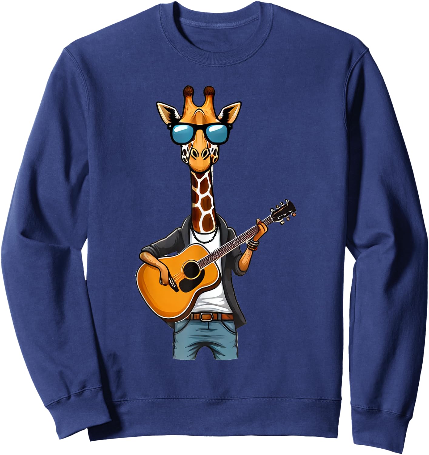 Cute Giraffe Playing Guitar Giraffes Musician Music Sweatshirt - Sweatshirt | Navy