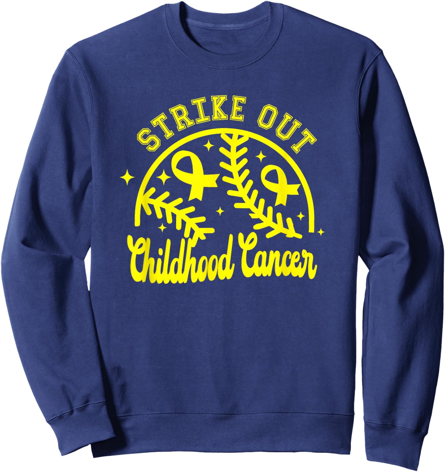 Childhood Cancer Warrior Strike Out Cancer Baseball Gameday Sweatshirt - Sweatshirt | Navy