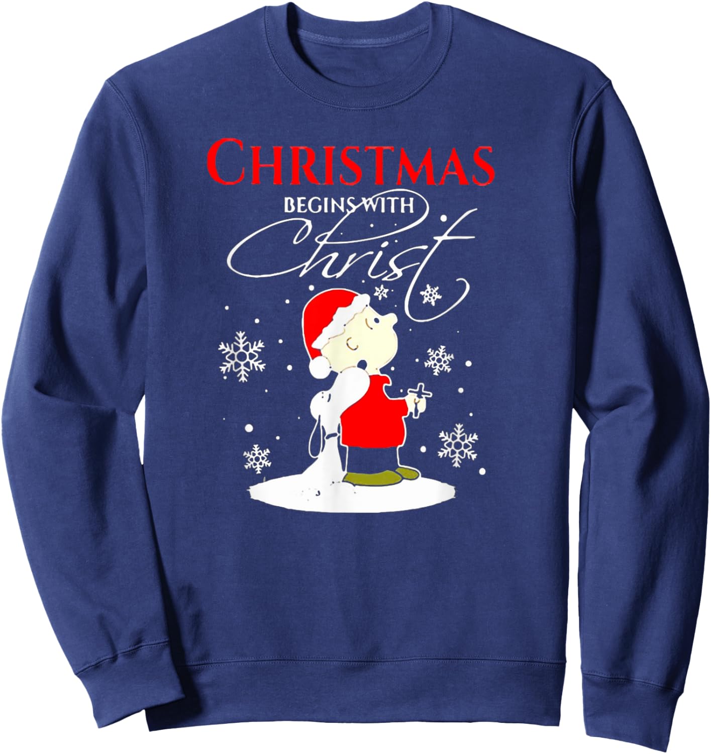 Christmas Begins With Christ Xmas Gift Holiday costume Sweatshirt - Sweatshirt | Navy