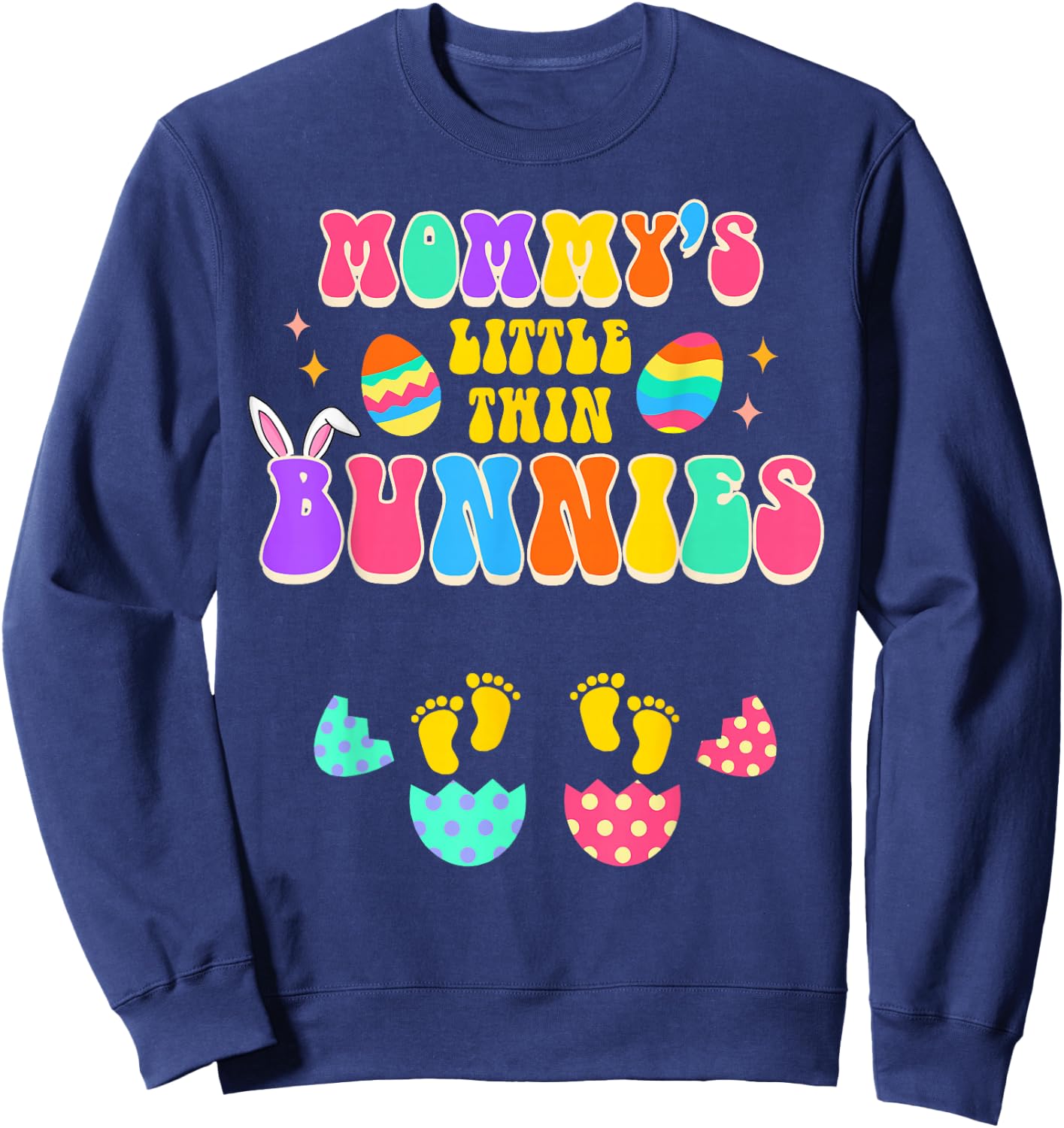 Easter Twin Mom Pregnancy Mommy's Little Twin Bunnies Sweatshirt - Sweatshirt | Navy