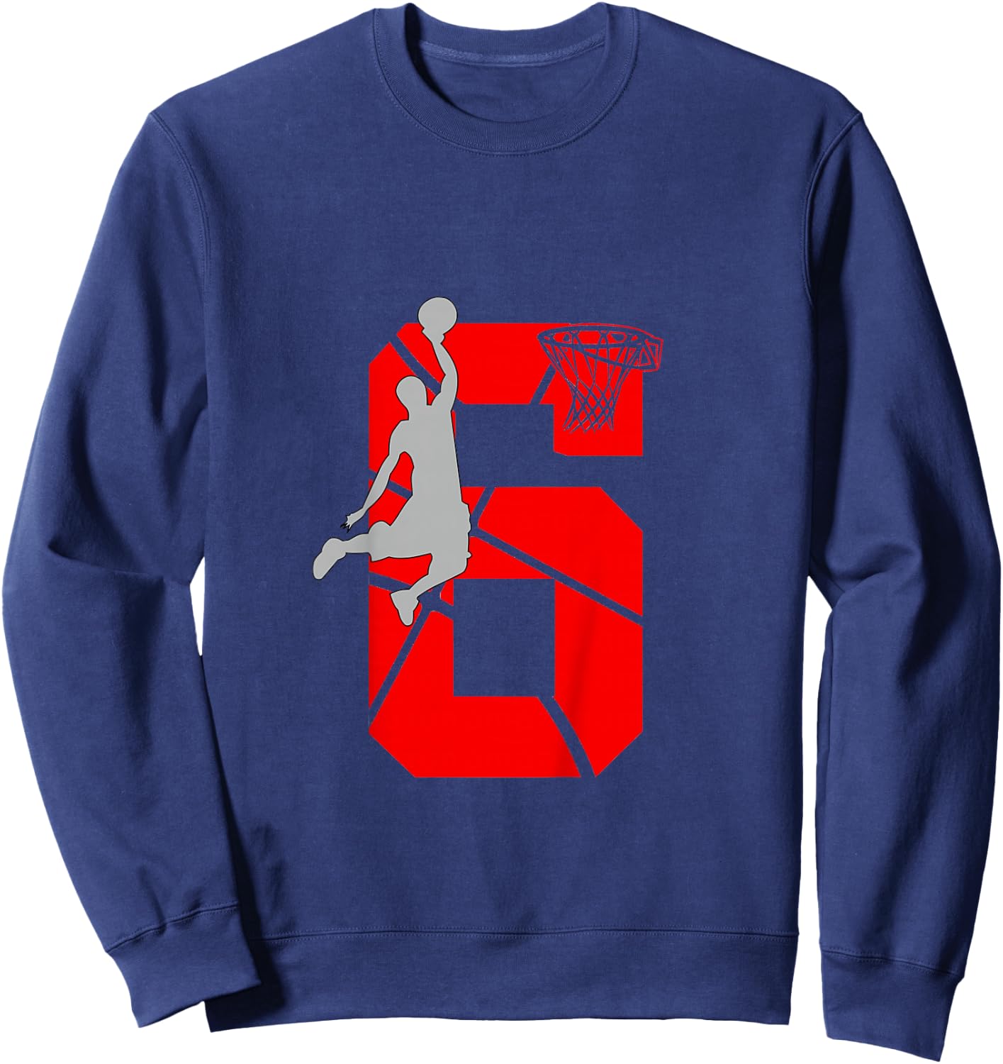 6 Year Old 6th Basketball Birthday PartyTheme Boys Girls Sweatshirt - Sweatshirt | Navy