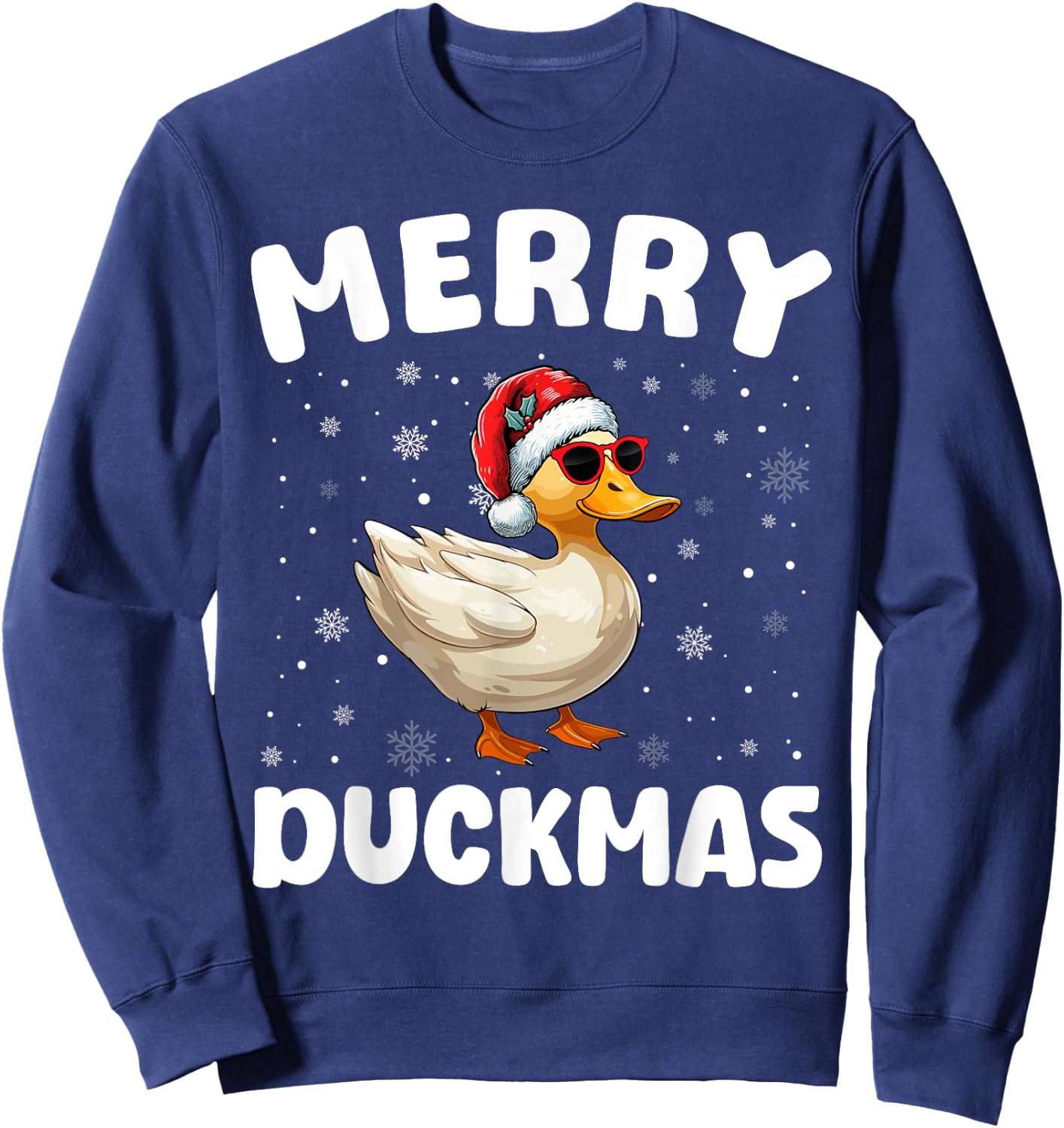 Merry Christmas Duck Merry Duckmas Funny Boy Girl Kids Sweatshirt - Sweatshirt | Navy