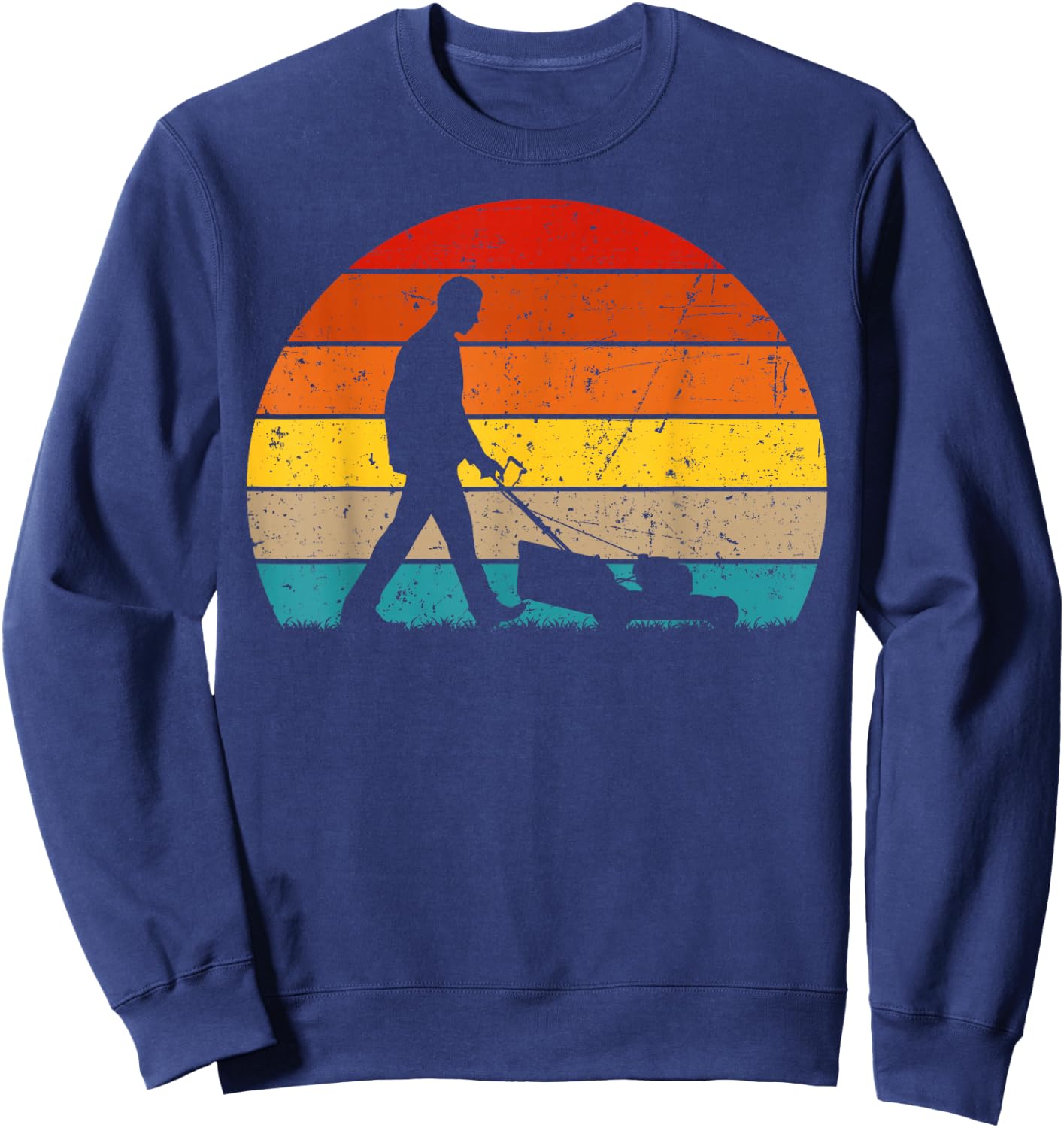 Cool Vintage Landscaper Art Dad Lawn Mower Lawn Care Sweatshirt - Sweatshirt | Navy