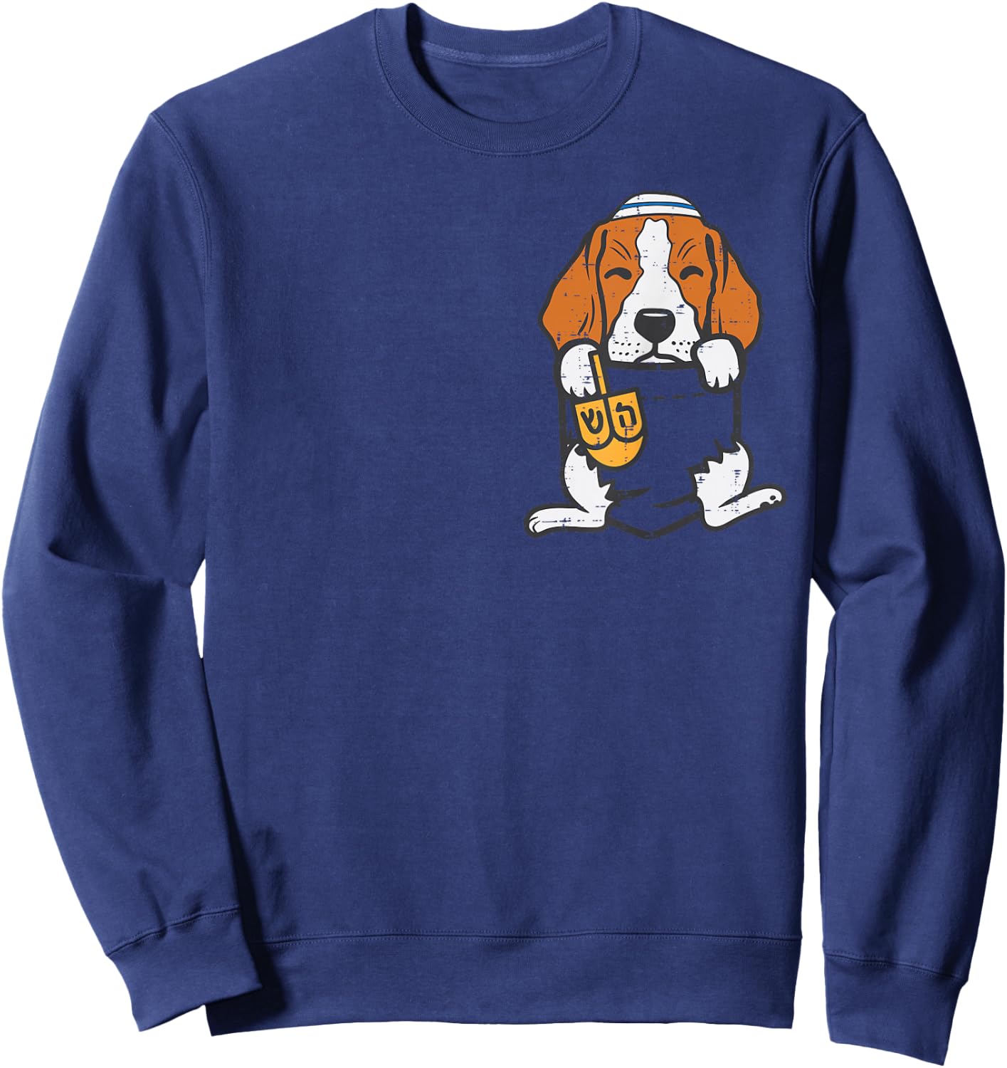 Jewish Pocket Dog Beagle Hanukkah Pajamas Chanukah PJs Women Sweatshirt - Sweatshirt | Navy