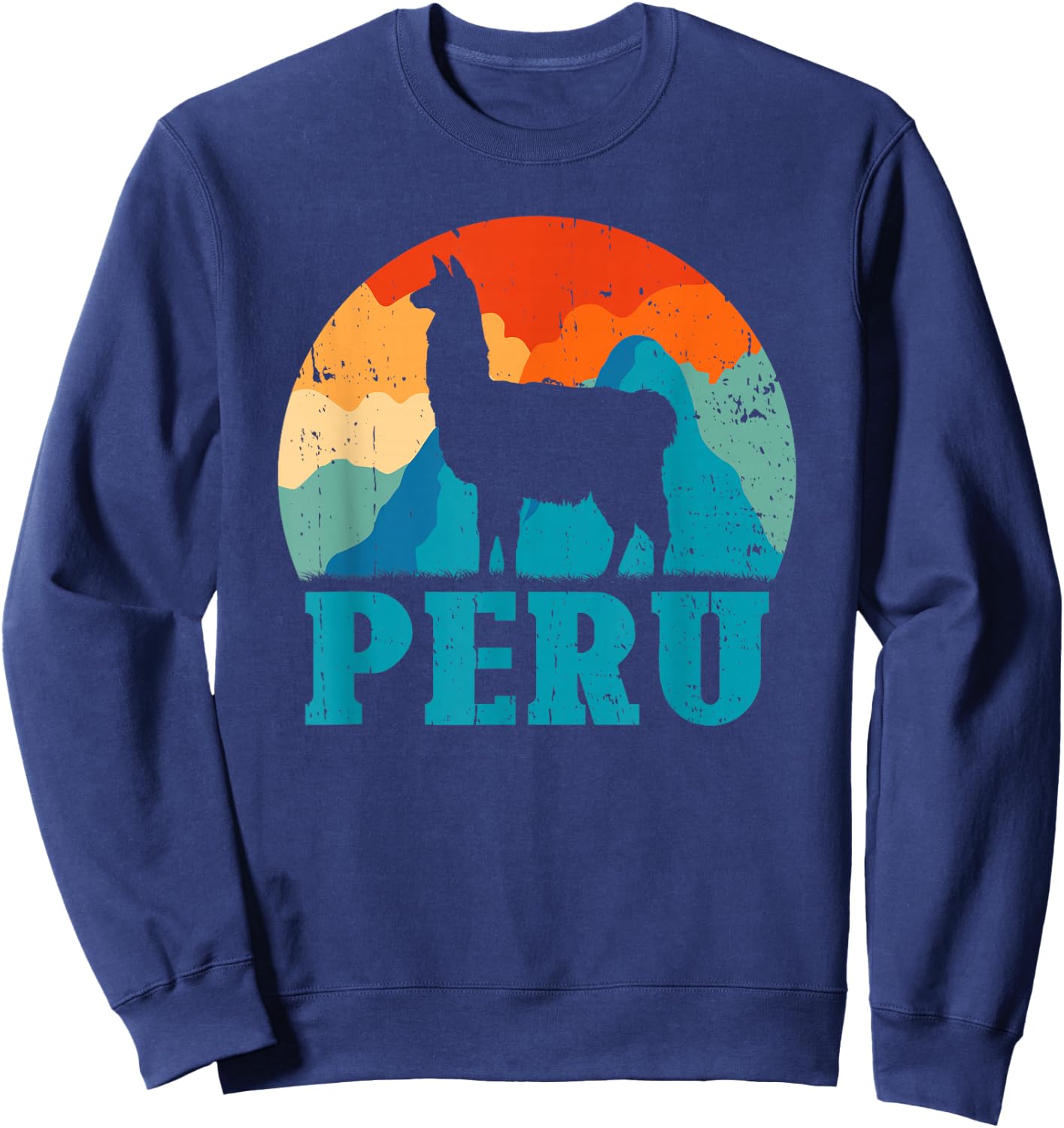 Peru Alpaca Retro Peruvian Llama Sweatshirt - Sweatshirt | Navy