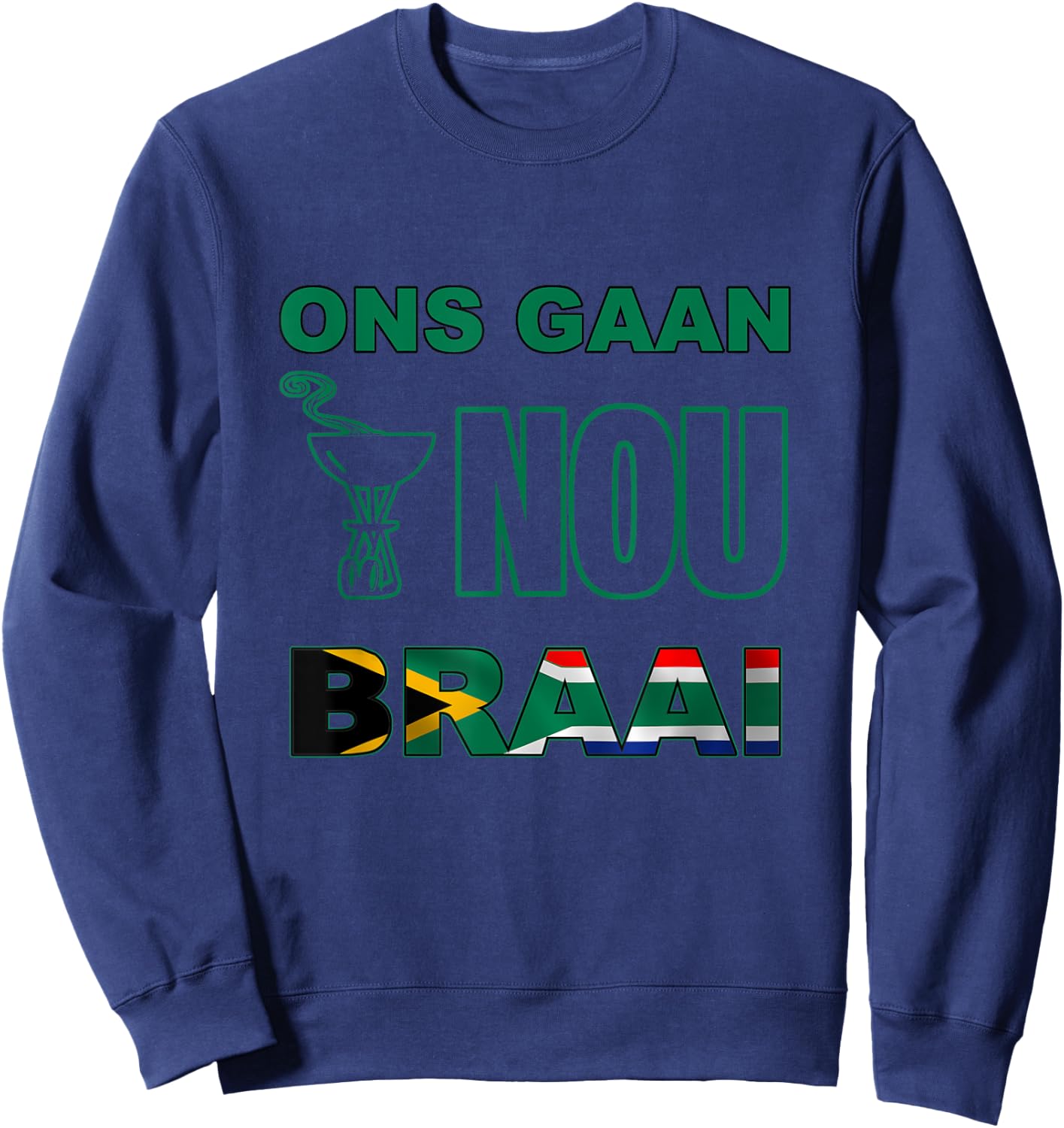 Funny South African braai shirt. Rugby fan SA flag Sweatshirt - Sweatshirt | Navy